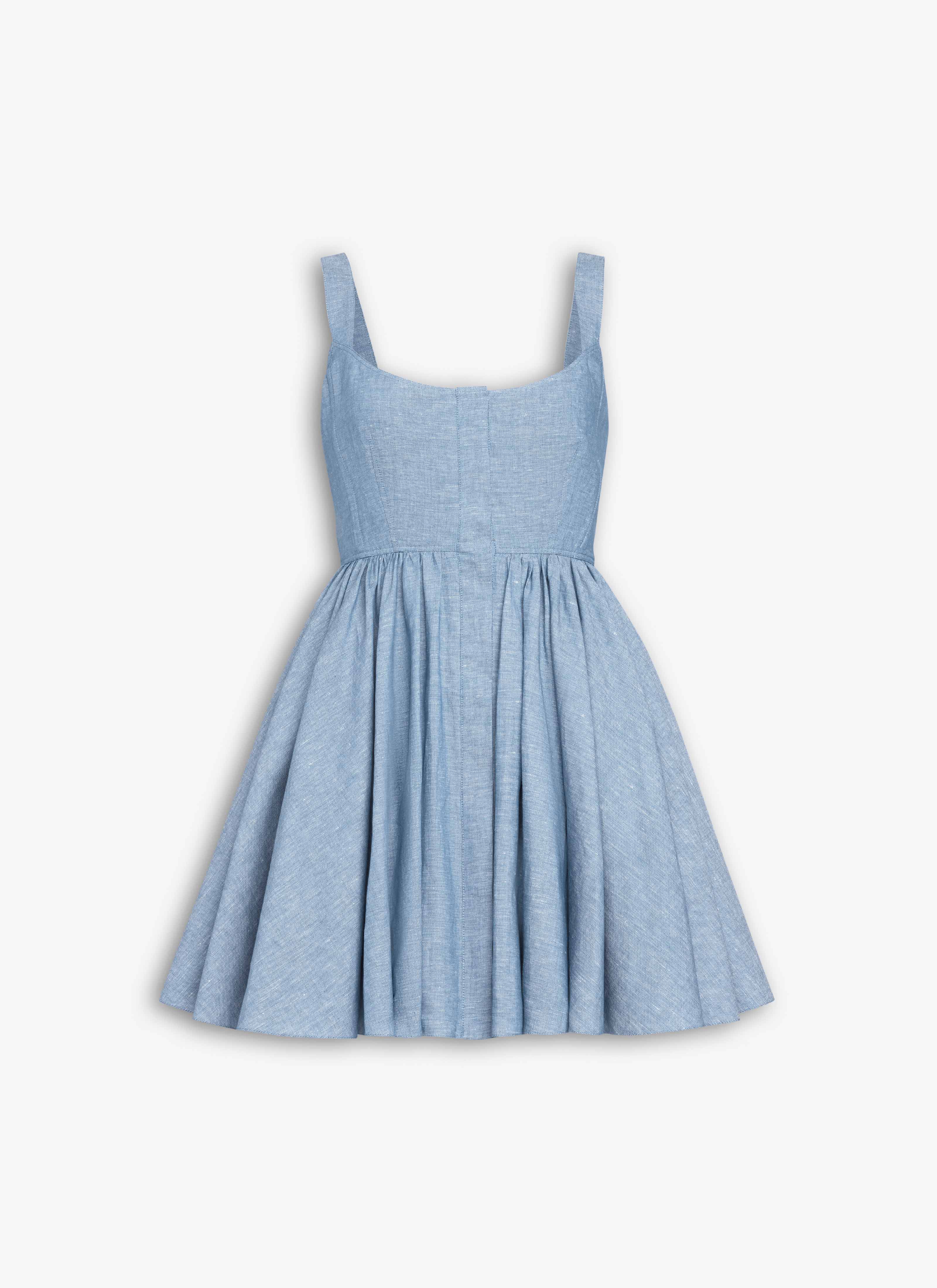 ALAÏA BLUE JEANS CHAMBRAY SKATER DRESS