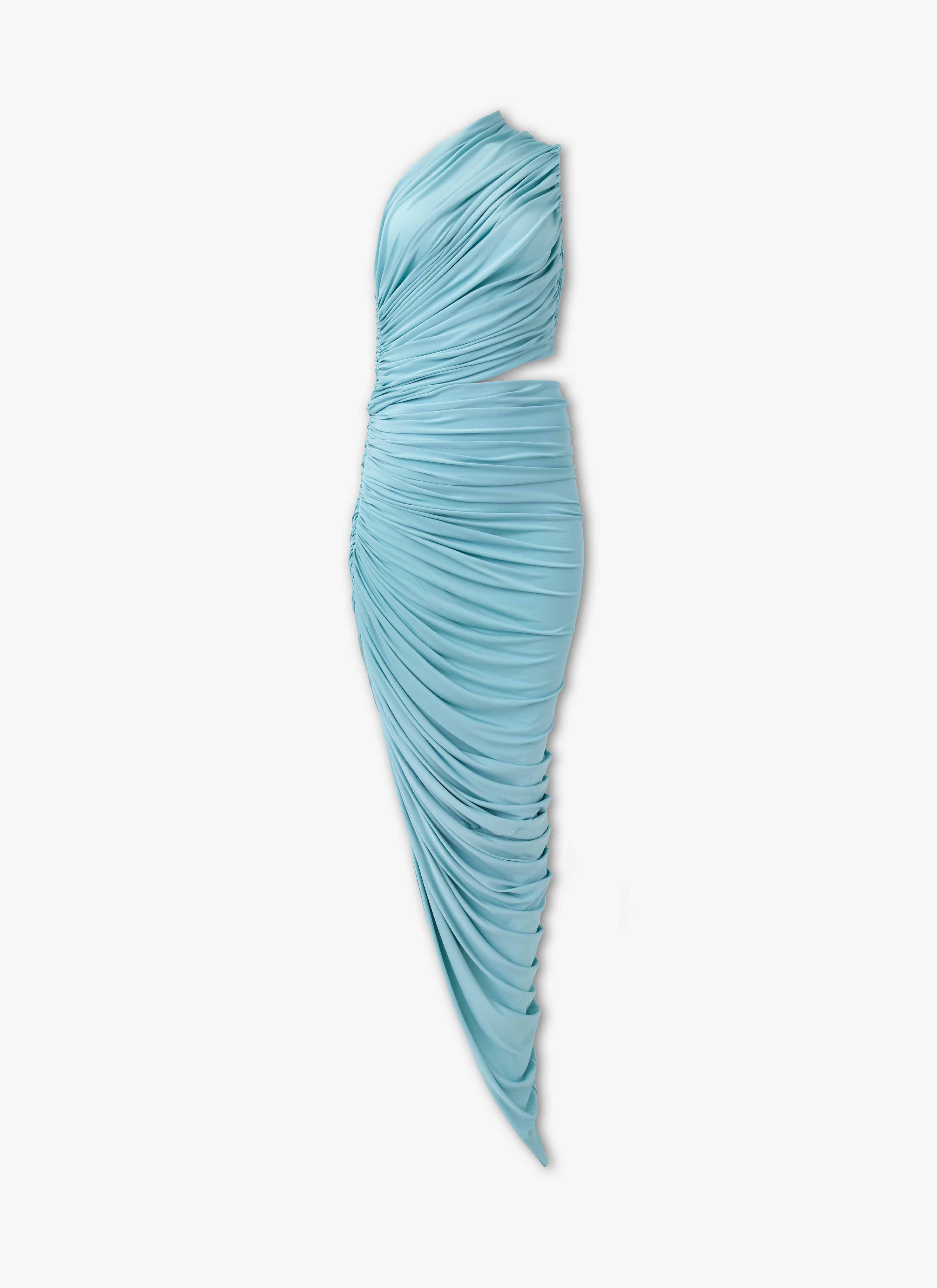 ALAÏA BLUE SOFT JERSEY CUT-OUT DRESS