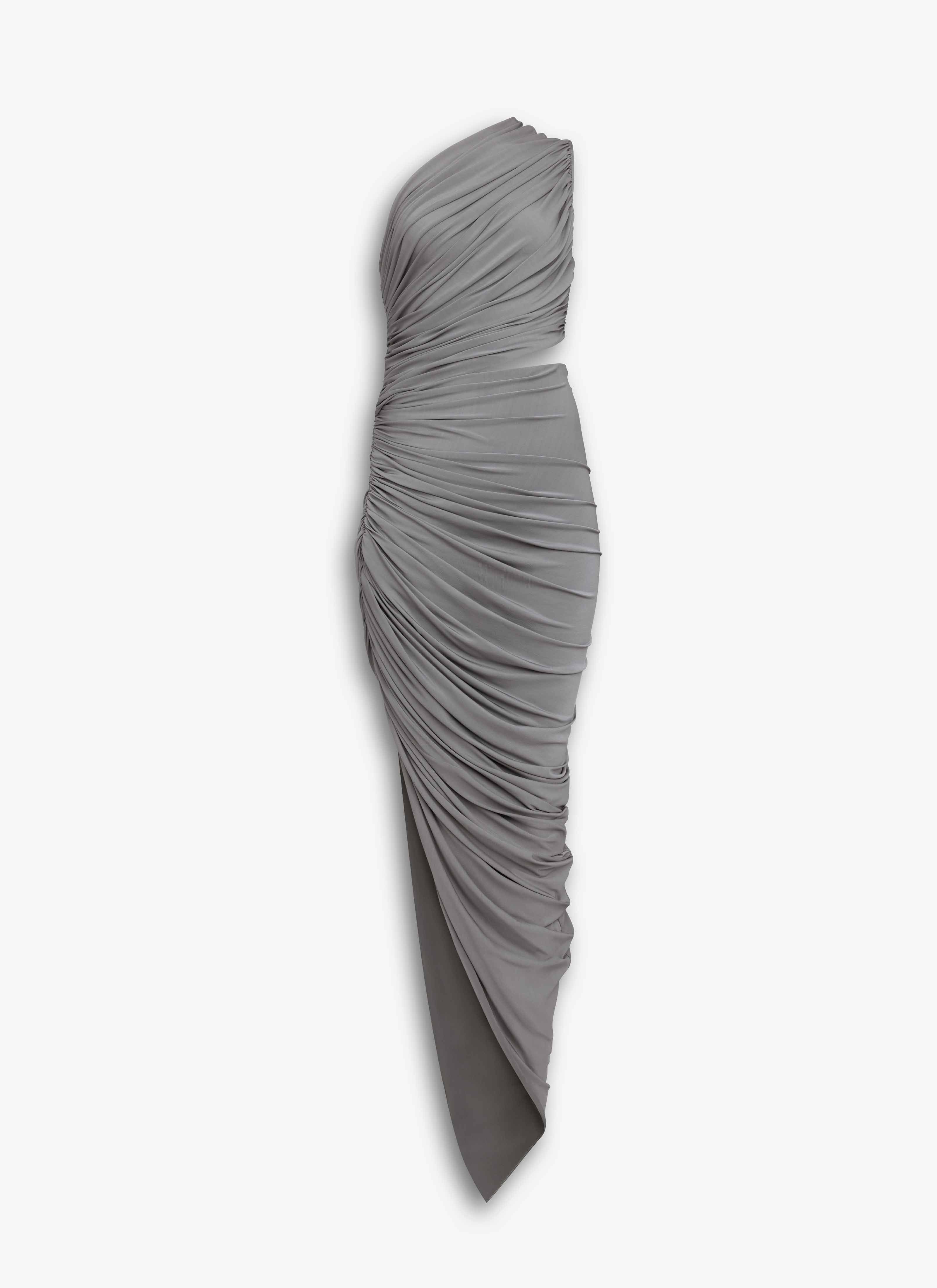 ALAÏA 그레이 소프트 저지 컷 아웃 드레스