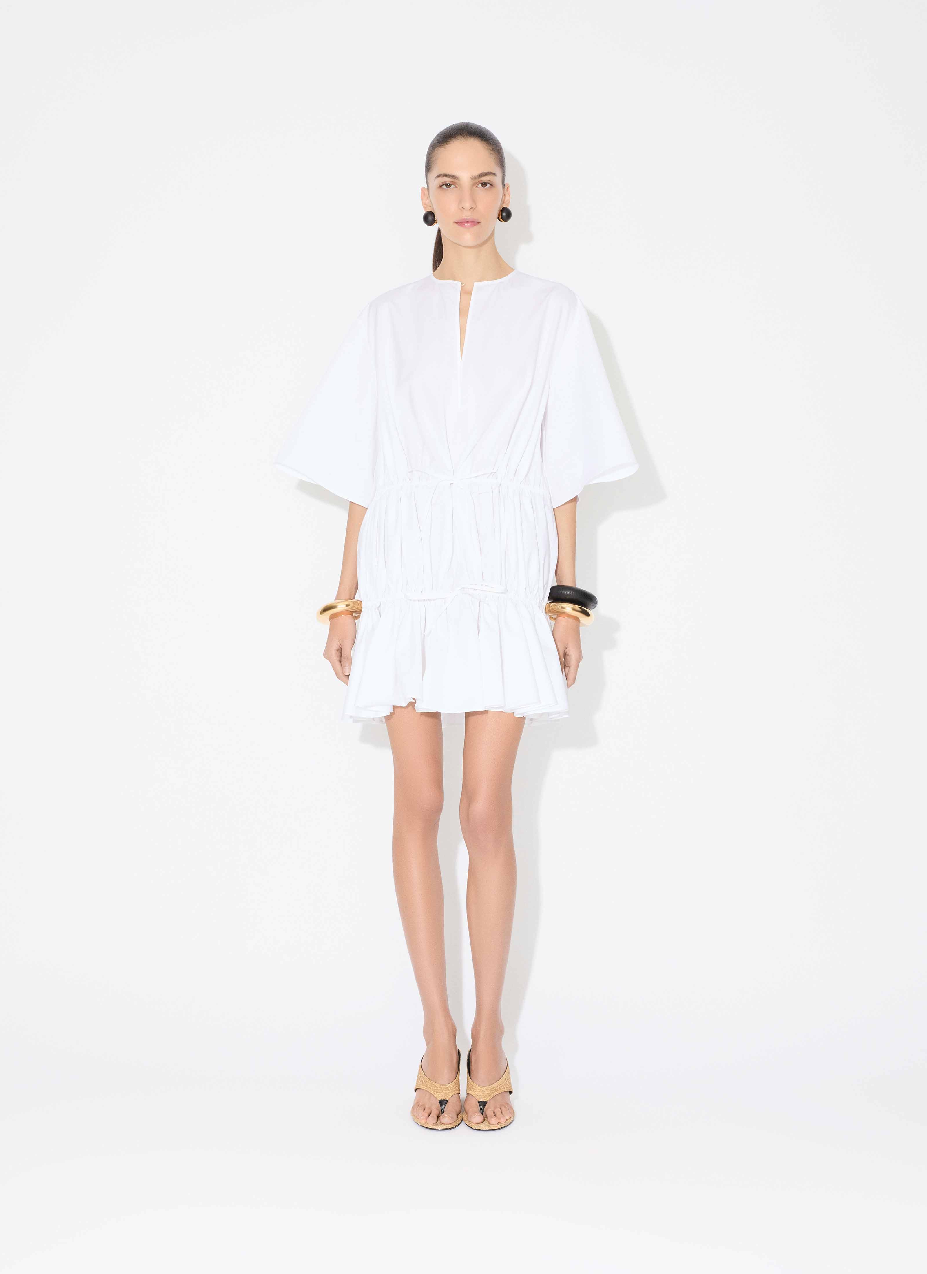 ALAÏA WHITE COTTON POPLIN DRESS