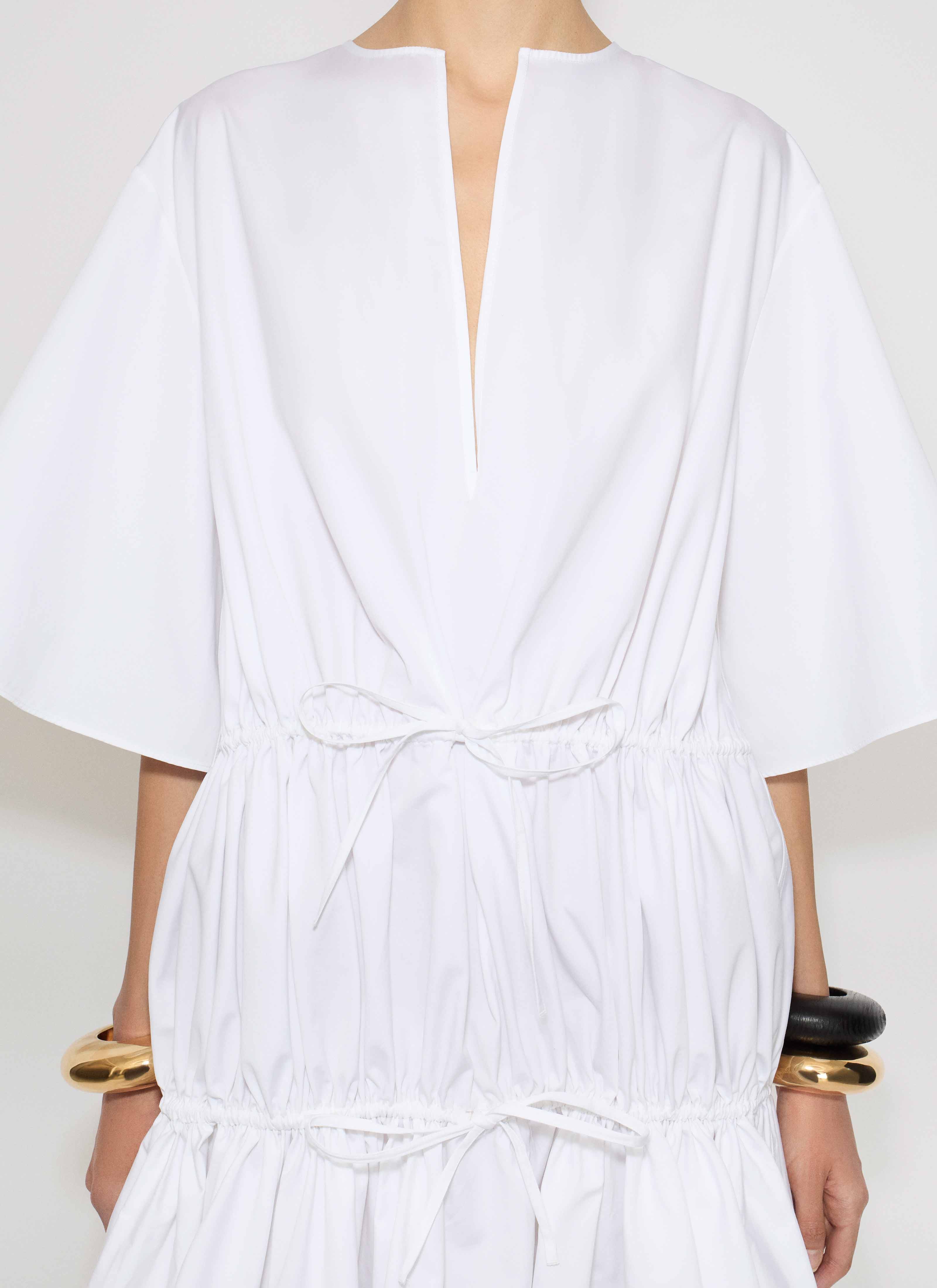 ALAÏA WHITE COTTON POPLIN DRESS