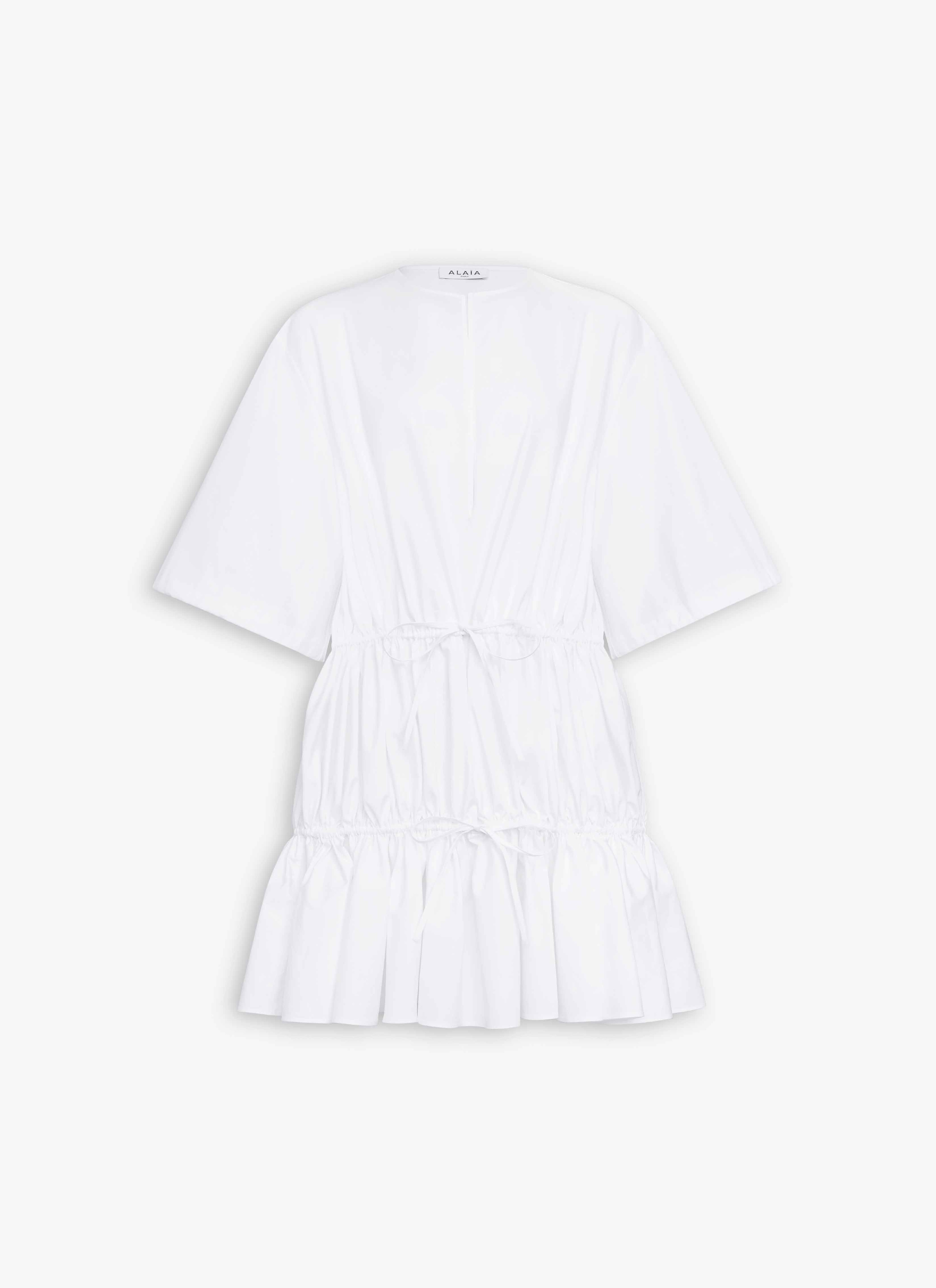 ALAÏA WHITE COTTON POPLIN DRESS
