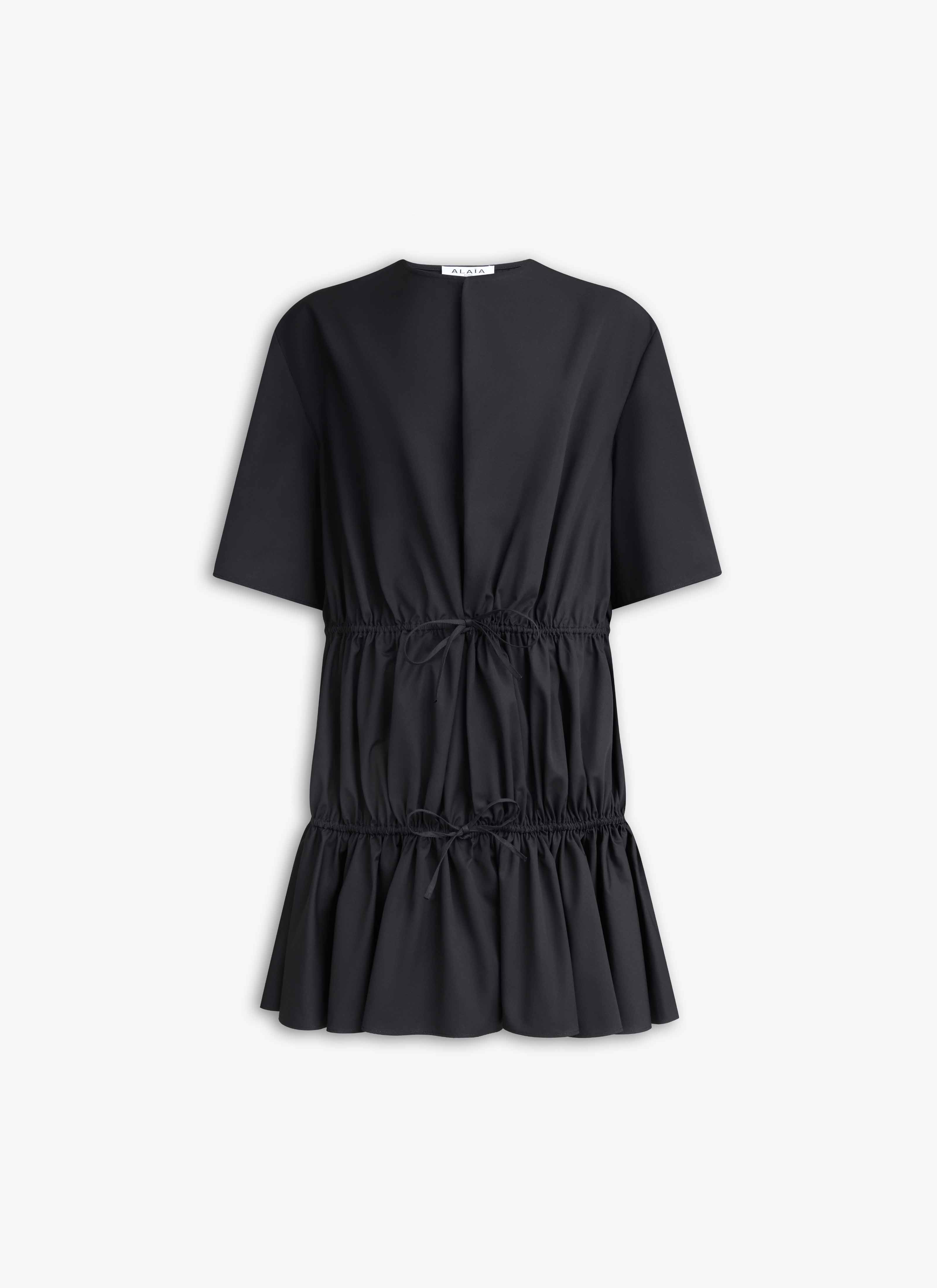 ALAÏA BLACK COTTON POPLIN DRESS
