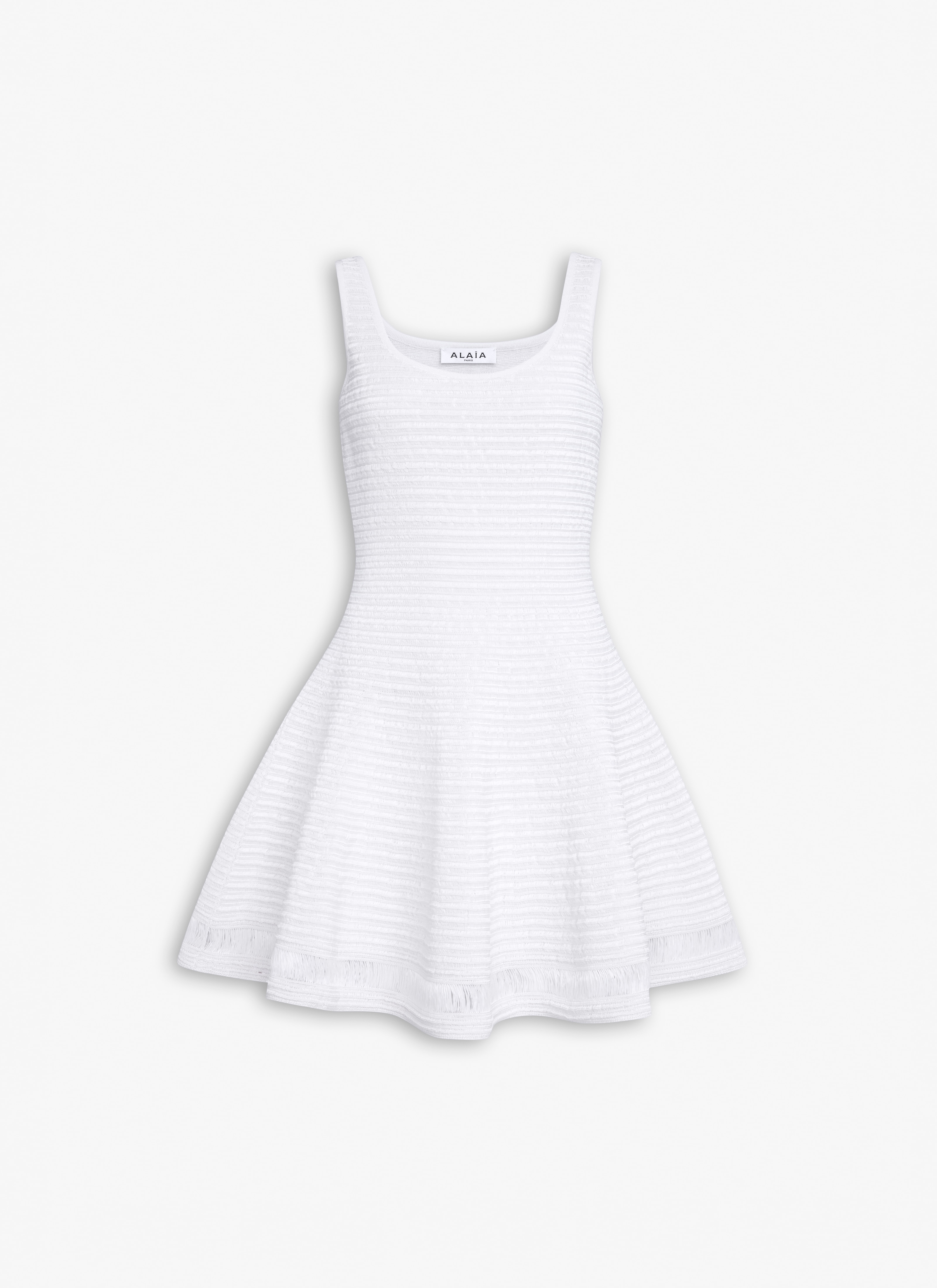 ALAÏA WHITE RAFFIA SKATER DRESS