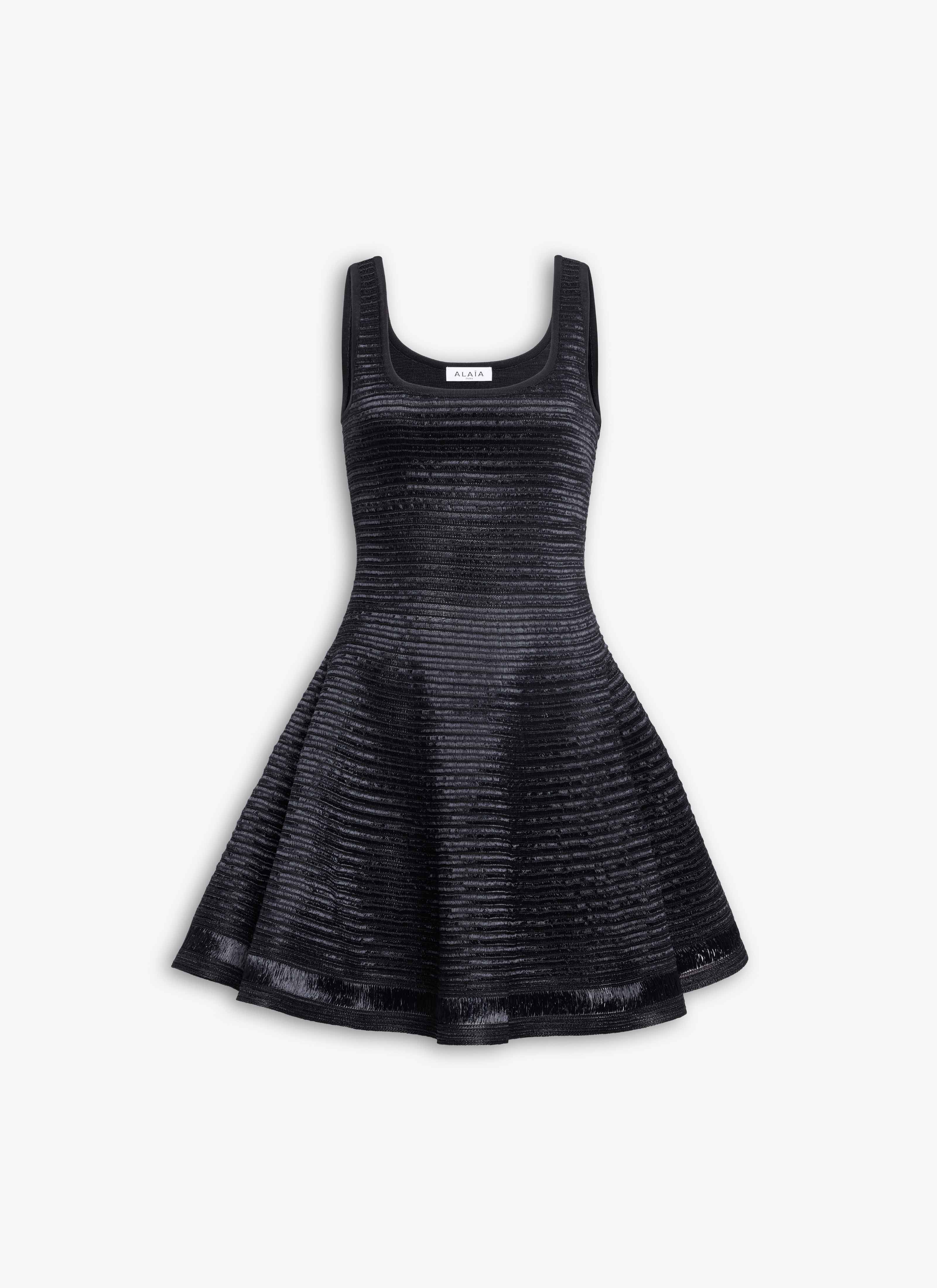 ALAÏA BLACK KNITTED SKATER DRESS