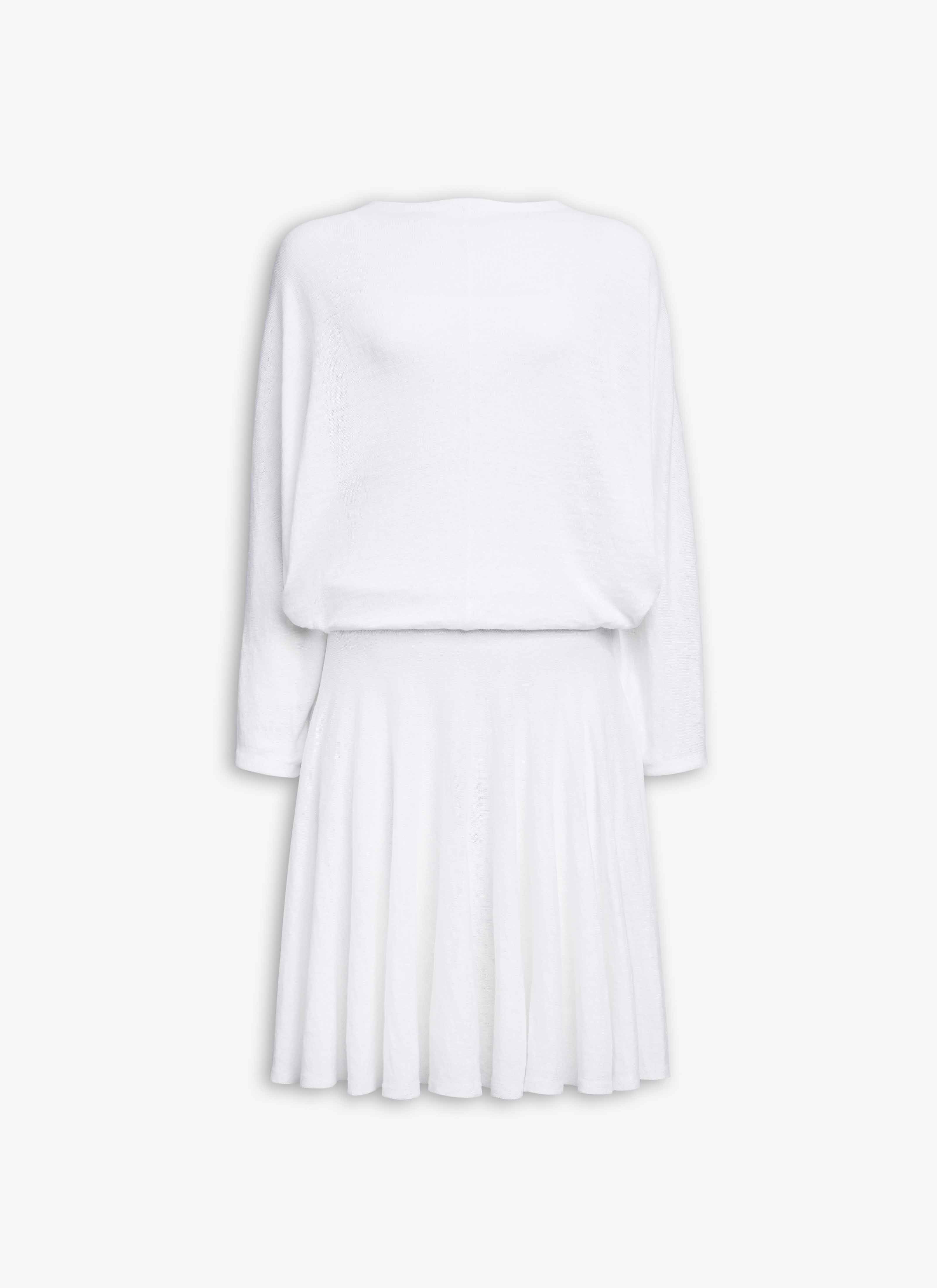 ALAÏA WHITE LINEN LAYERED DRESS