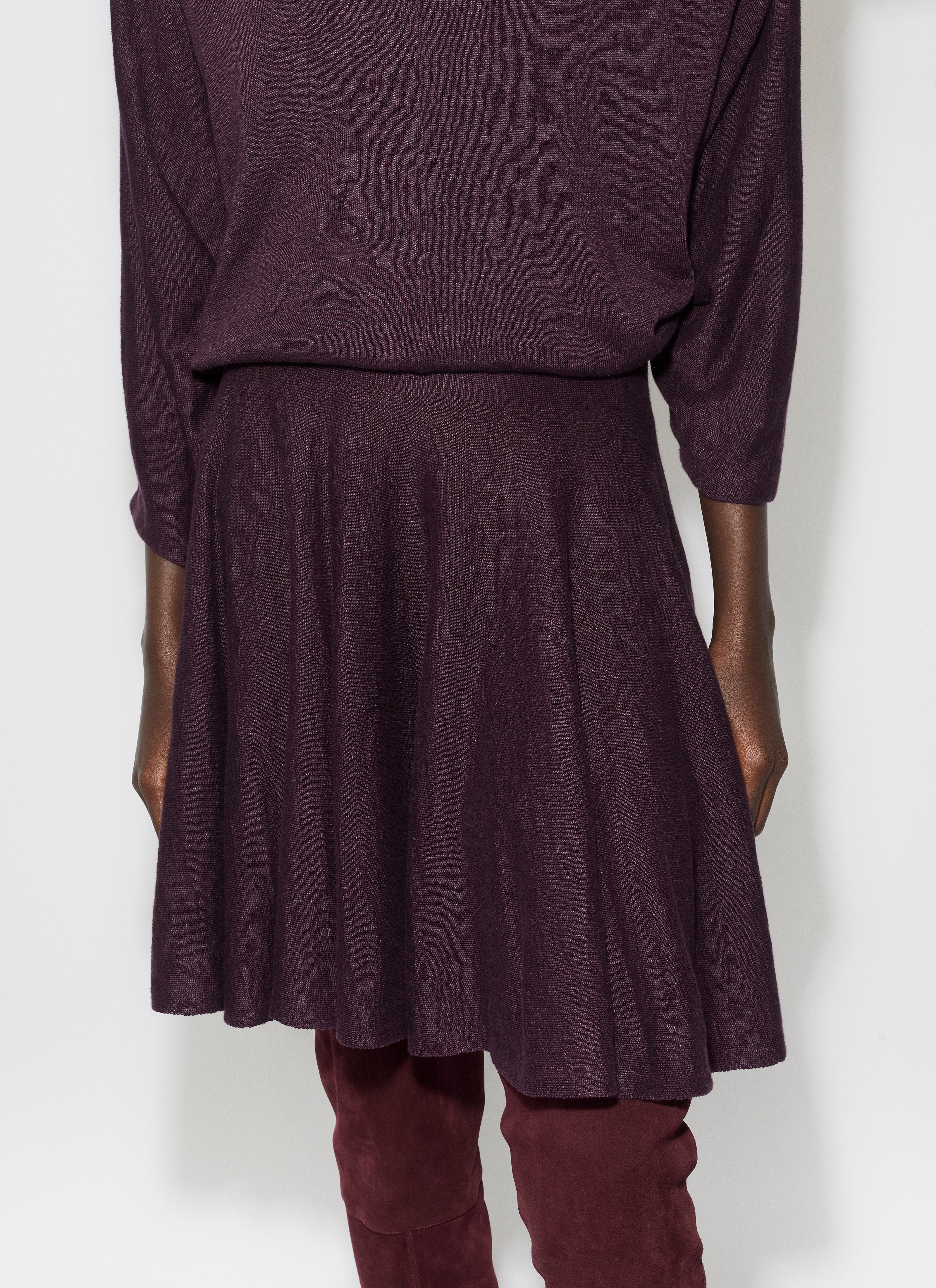 ALAÏA DARK RED LINEN LAYERED DRESS