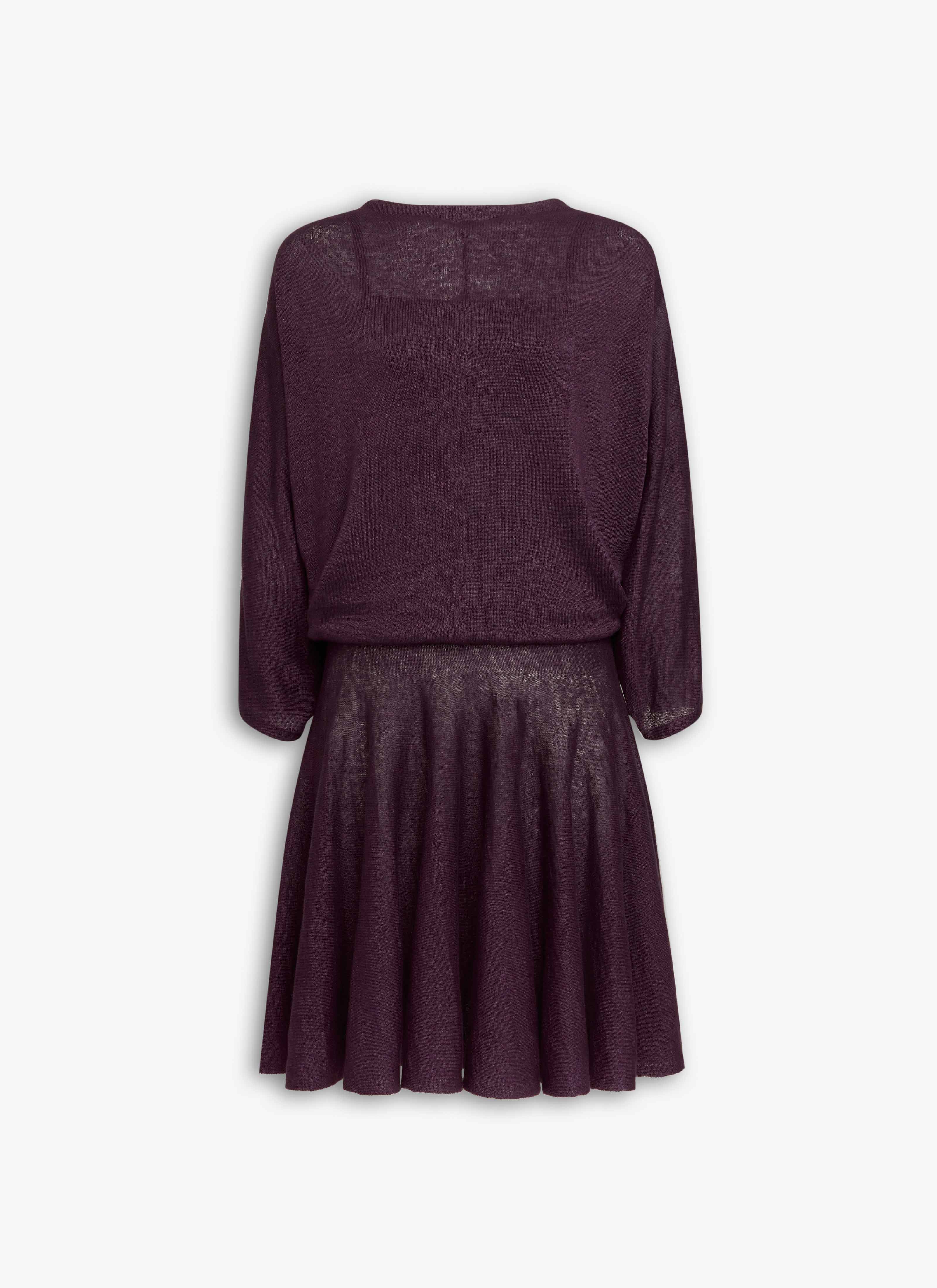ALAÏA DARK RED LINEN LAYERED DRESS