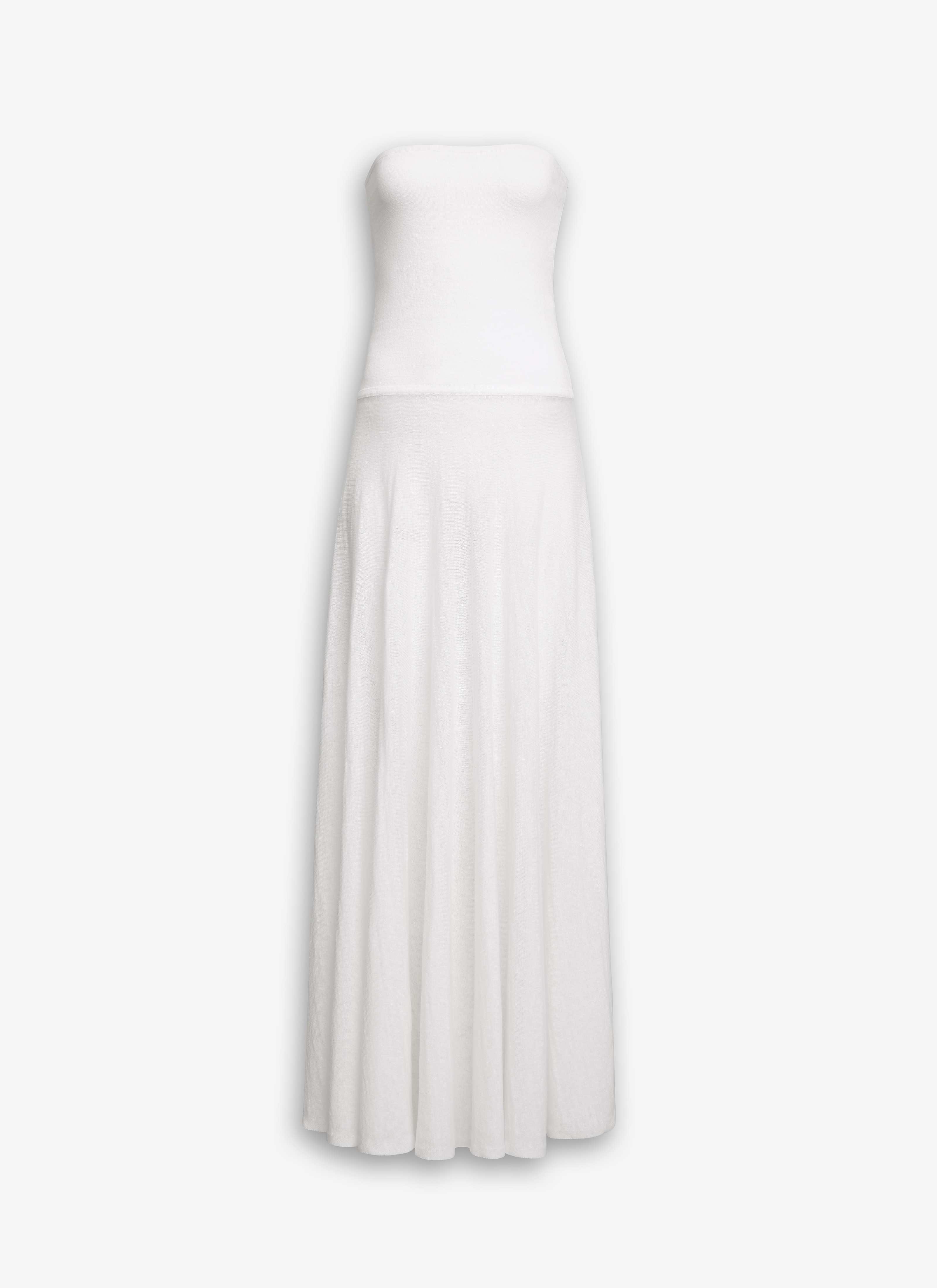 ALAÏA ROBE LONGUE EN LIN BLANC