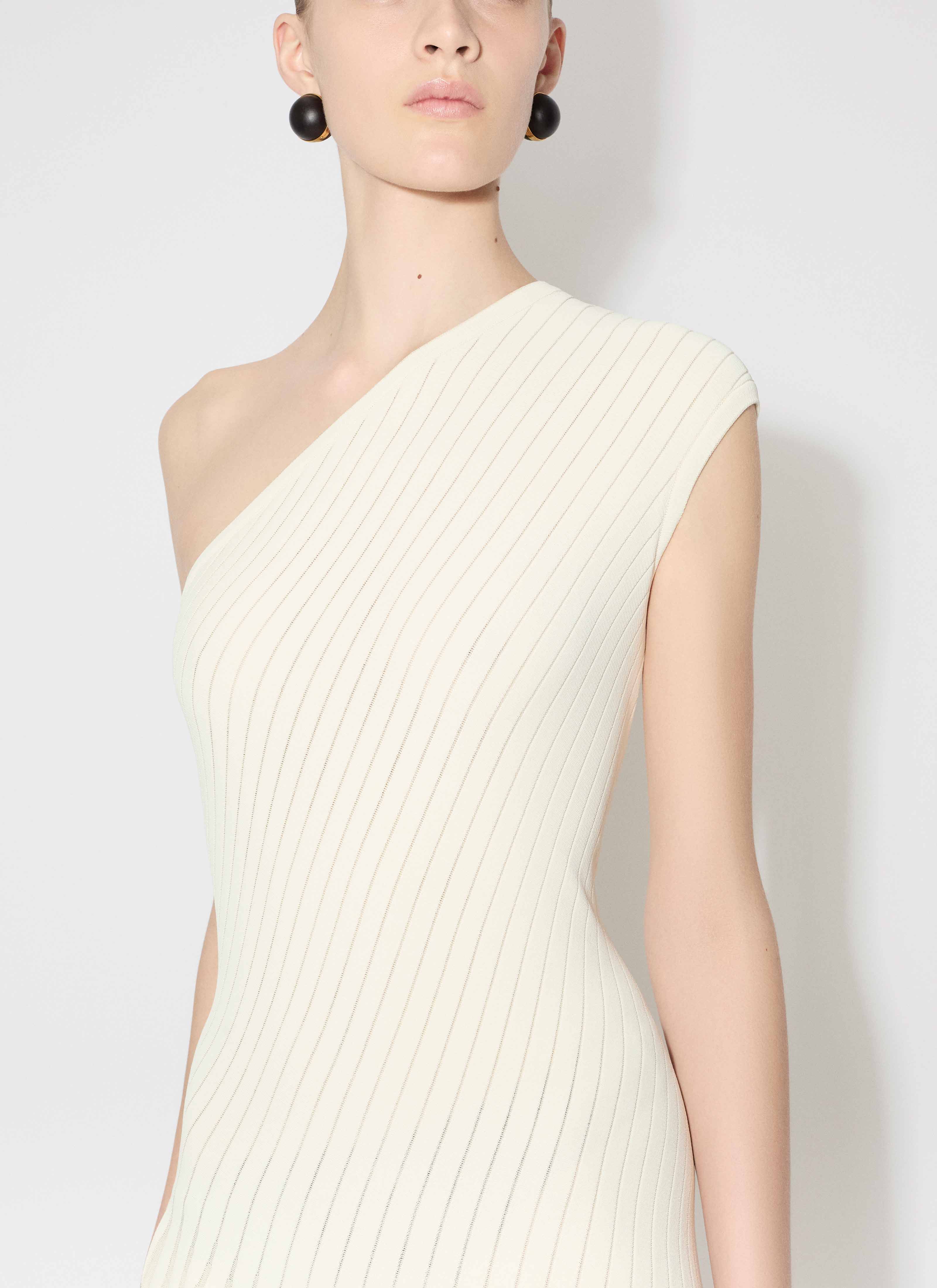 ALAÏA WHITE/CRAIE SCULPTING STRIPES DRESS