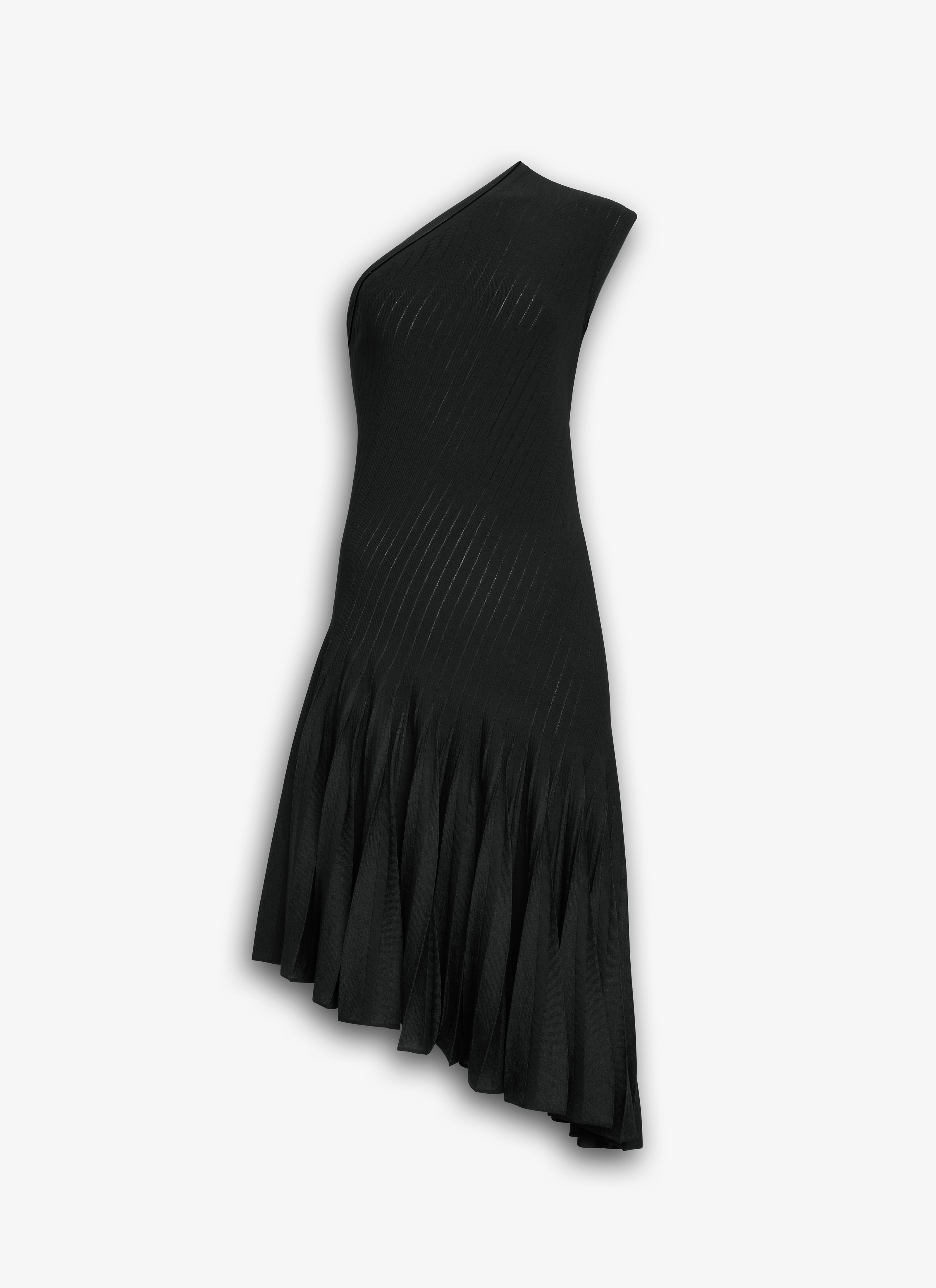 ALAÏA BLACK SCULPTING STRIPES DRESS
