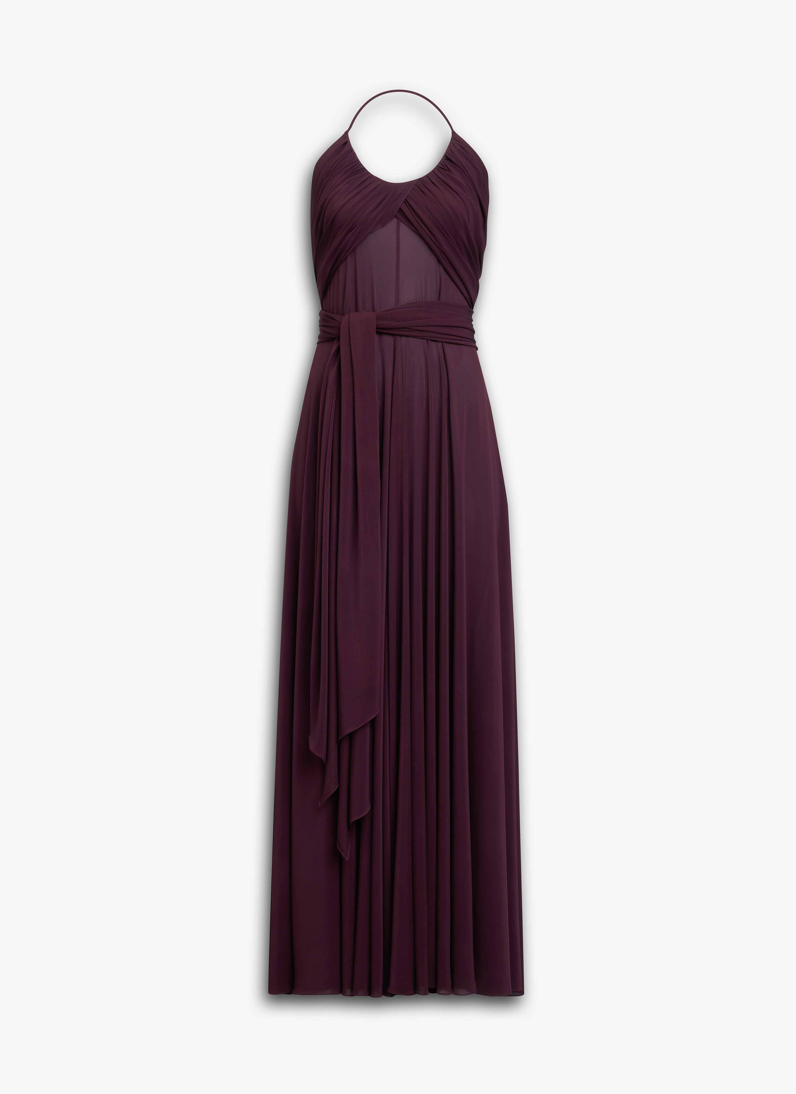ALAÏA BURGUNDY SOFT JERSEY CROSS DRESS