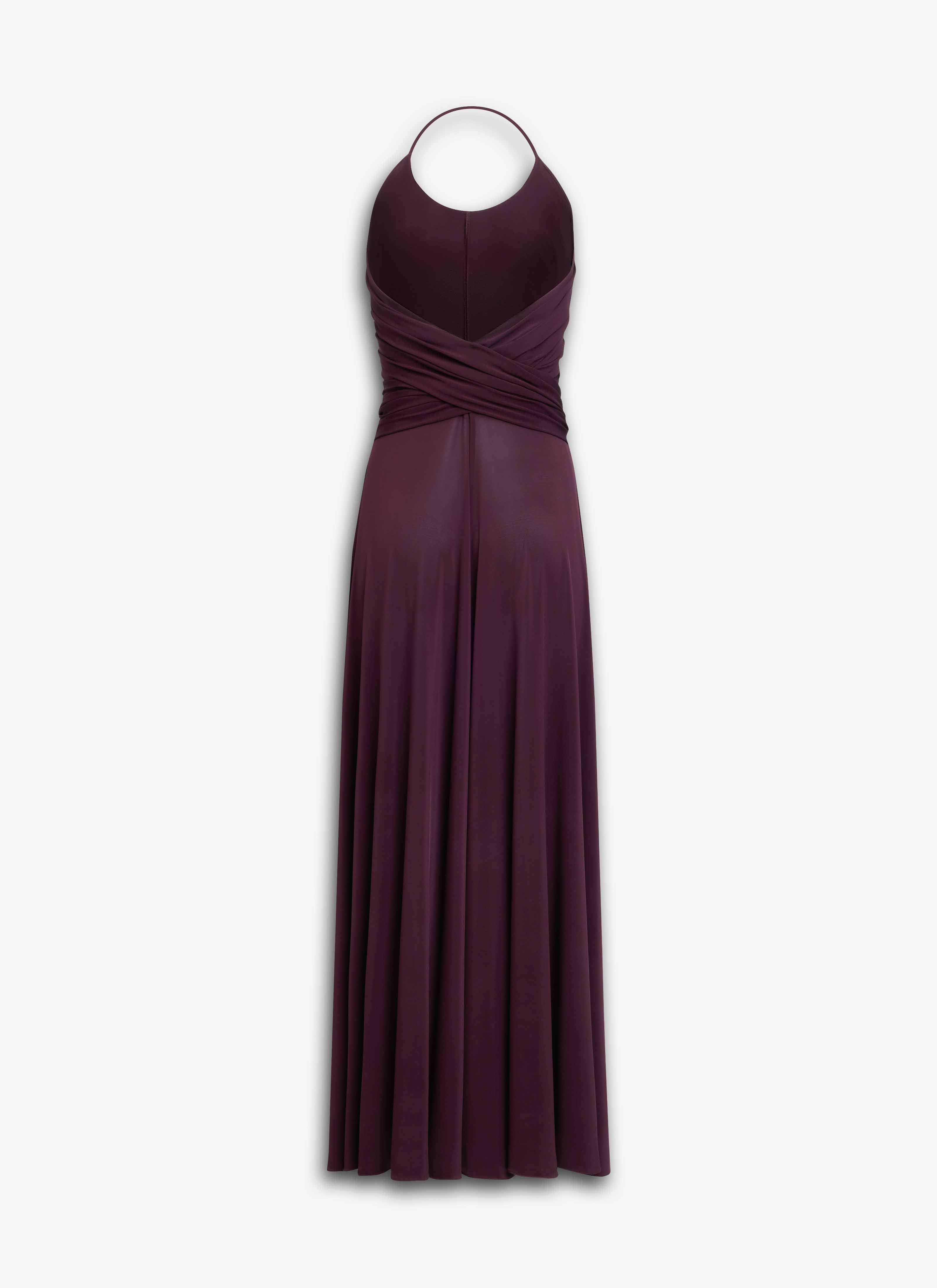ALAÏA BURGUNDY SOFT JERSEY CROSS DRESS