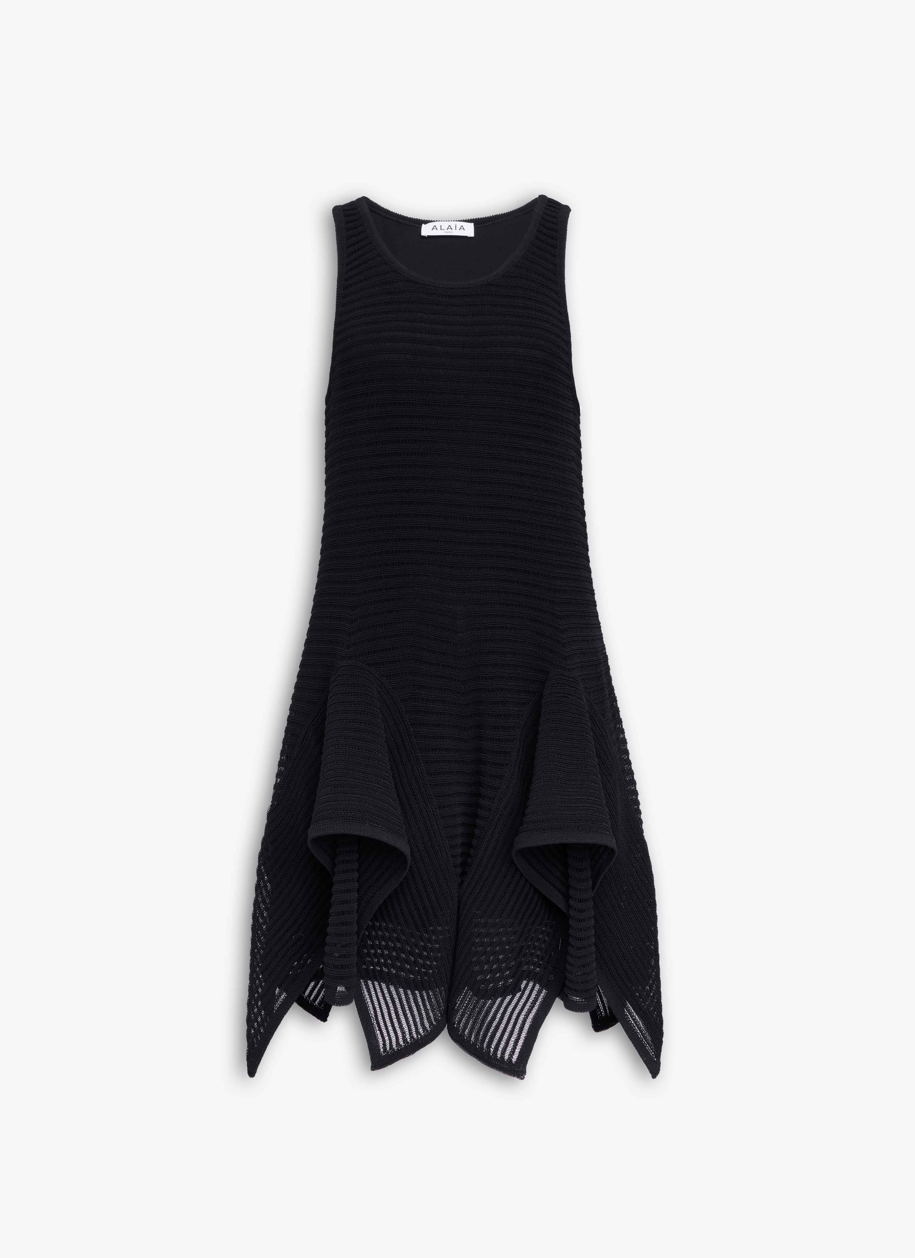 ALAÏA BLACK KNIT SHORT RUFFLE DRESS