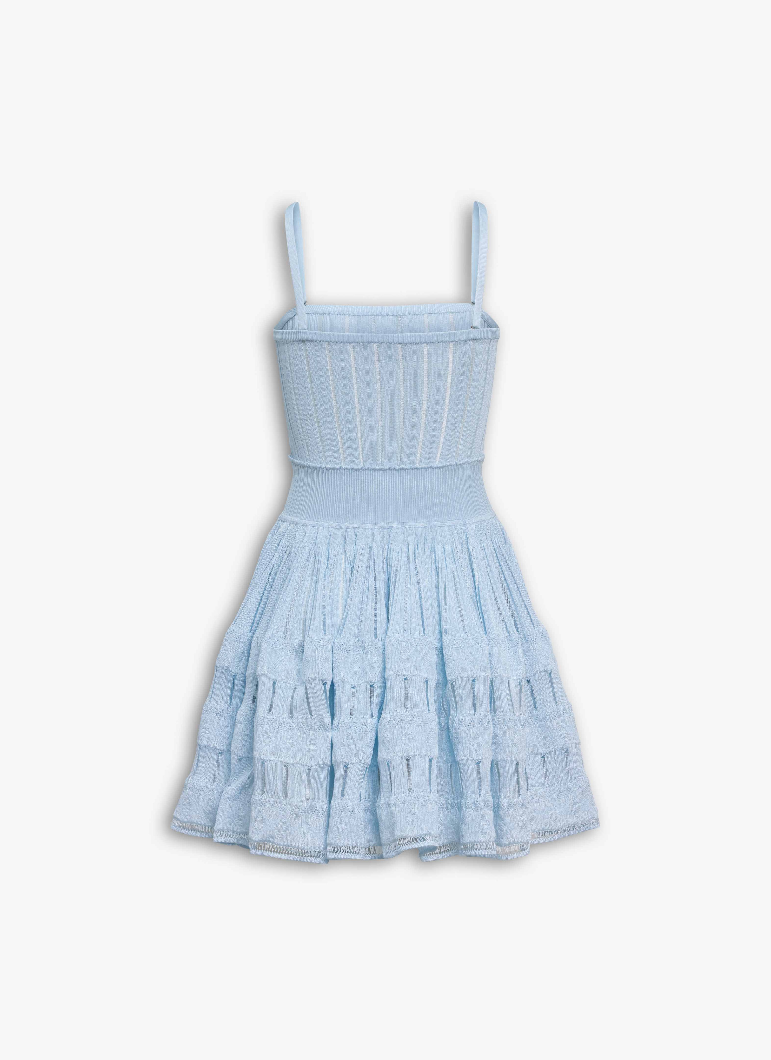 ALAÏA HELLBLAU KLEID AUS KRINOLINE