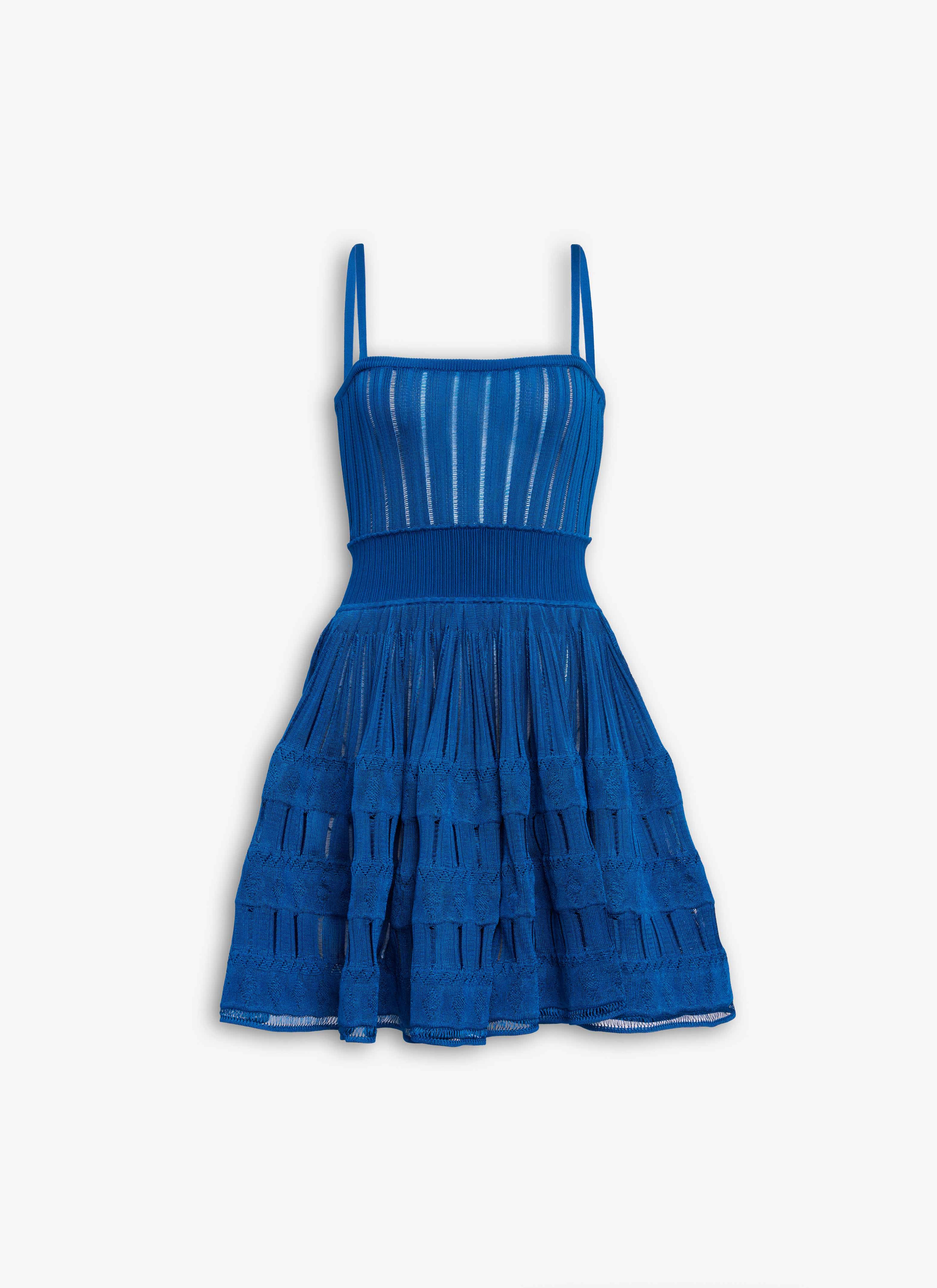 ALAÏA DARK BLUE CRINOLINE KNIT DRESS