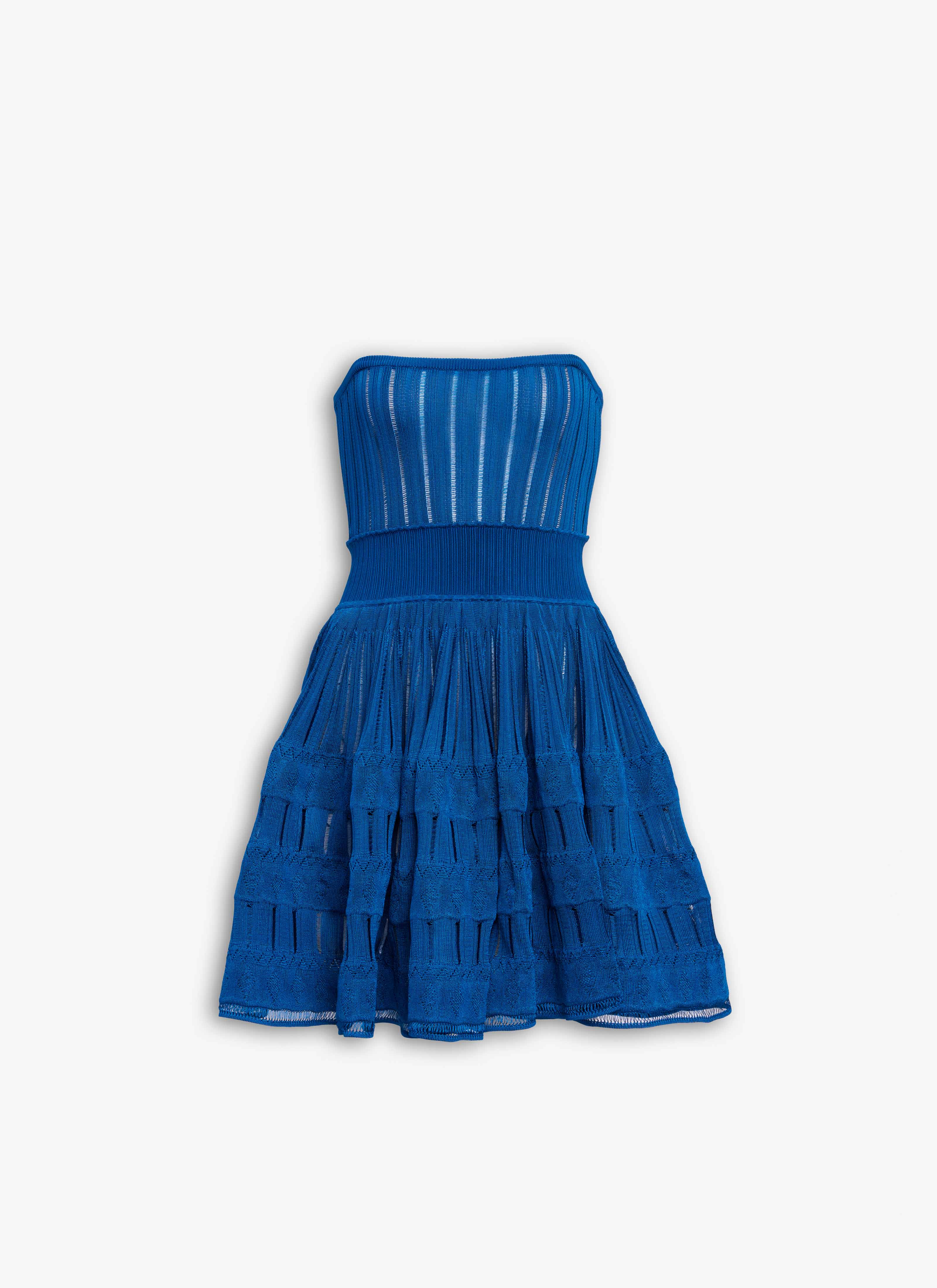 ALAÏA DARK BLUE CRINOLINE KNIT DRESS