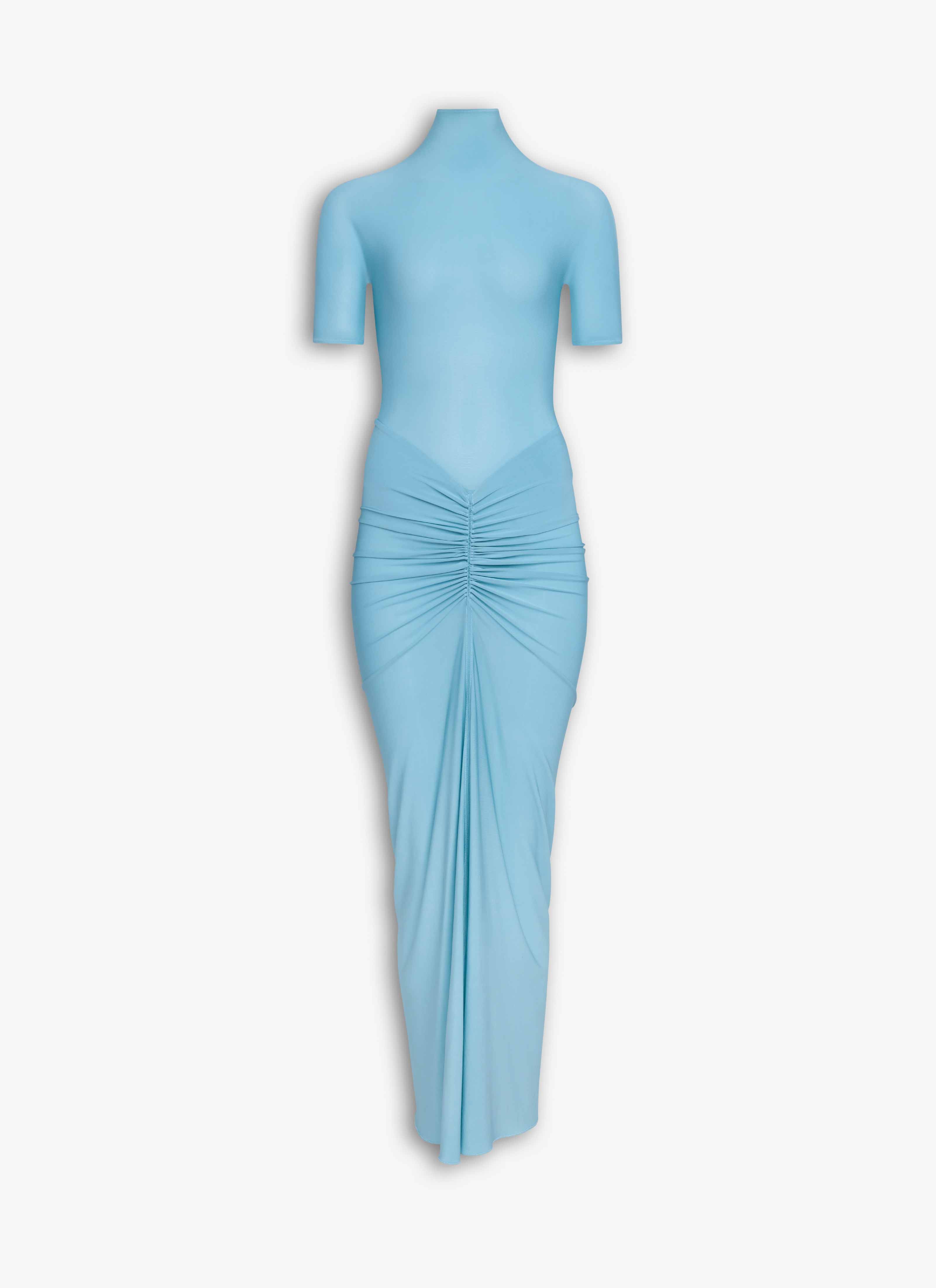 ALAÏA BLUE SOFT JERSEY MAXI DRESS
