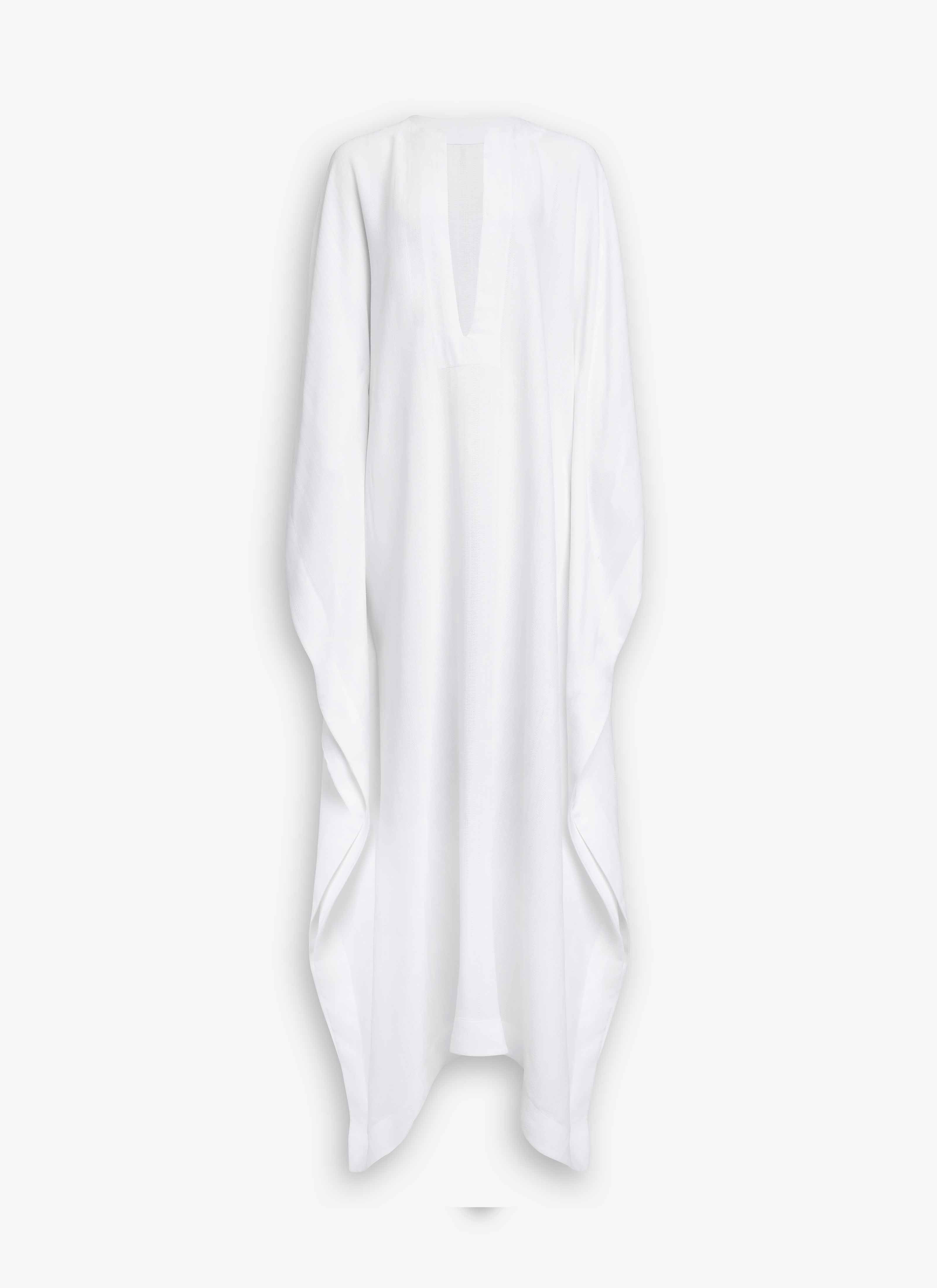 ALAÏA WHITE CREPE OVERSIZED KAFTAN DRESS