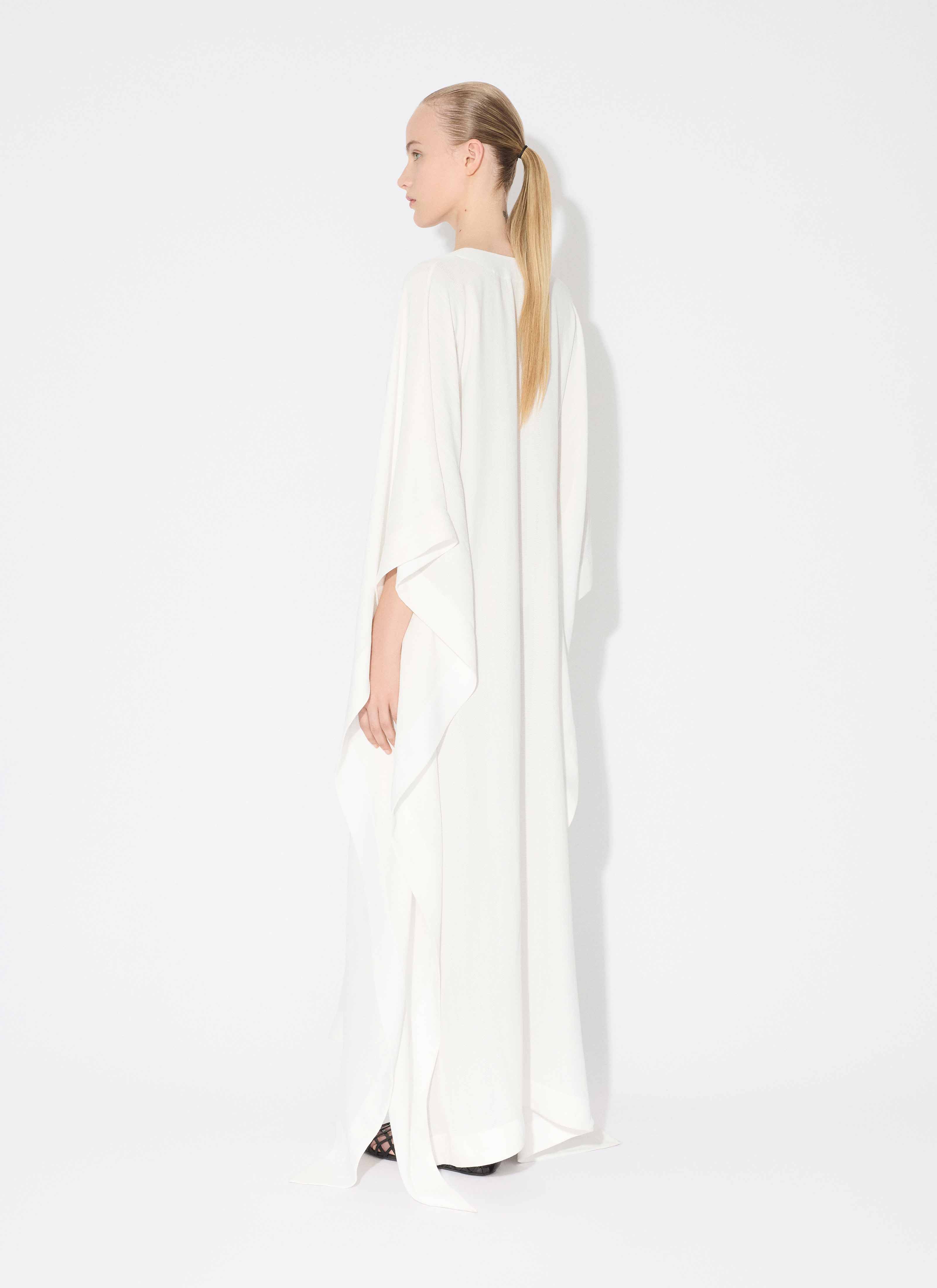 ALAÏA WHITE CREPE OVERSIZED KAFTAN DRESS