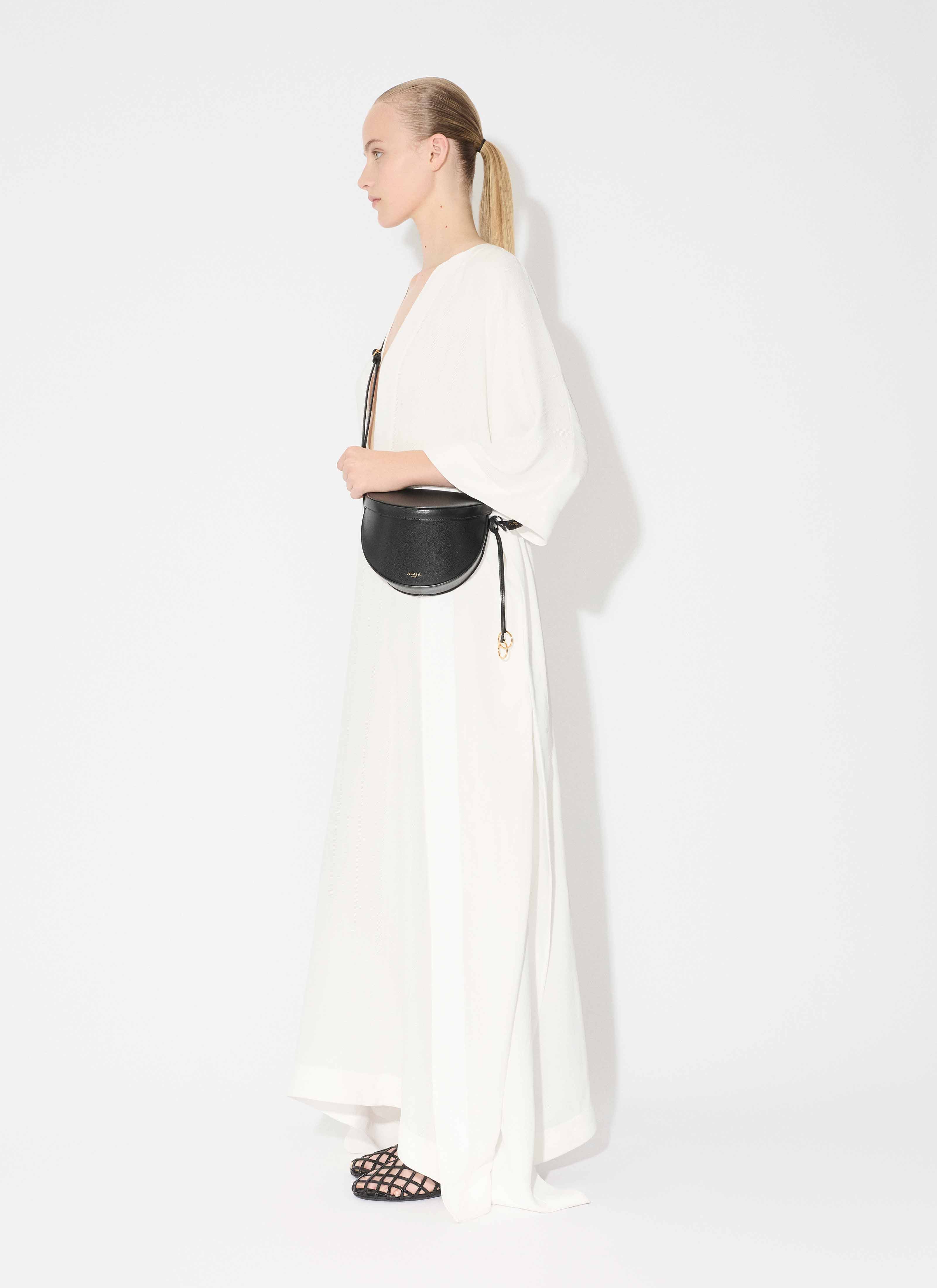 ALAÏA WHITE CREPE OVERSIZED KAFTAN DRESS