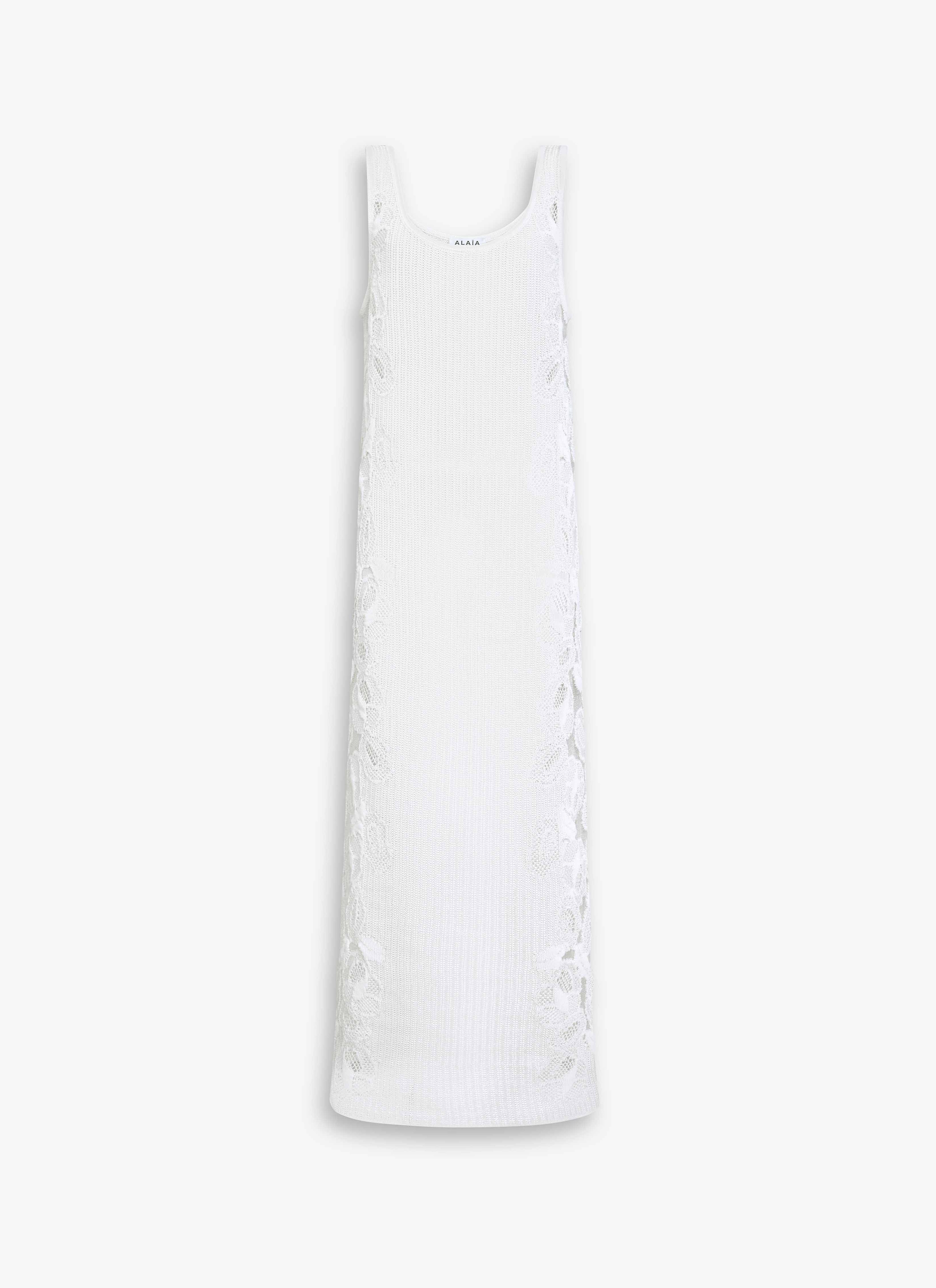 ALAÏA WHITE GUIPURE LACE FLOWER DRESS