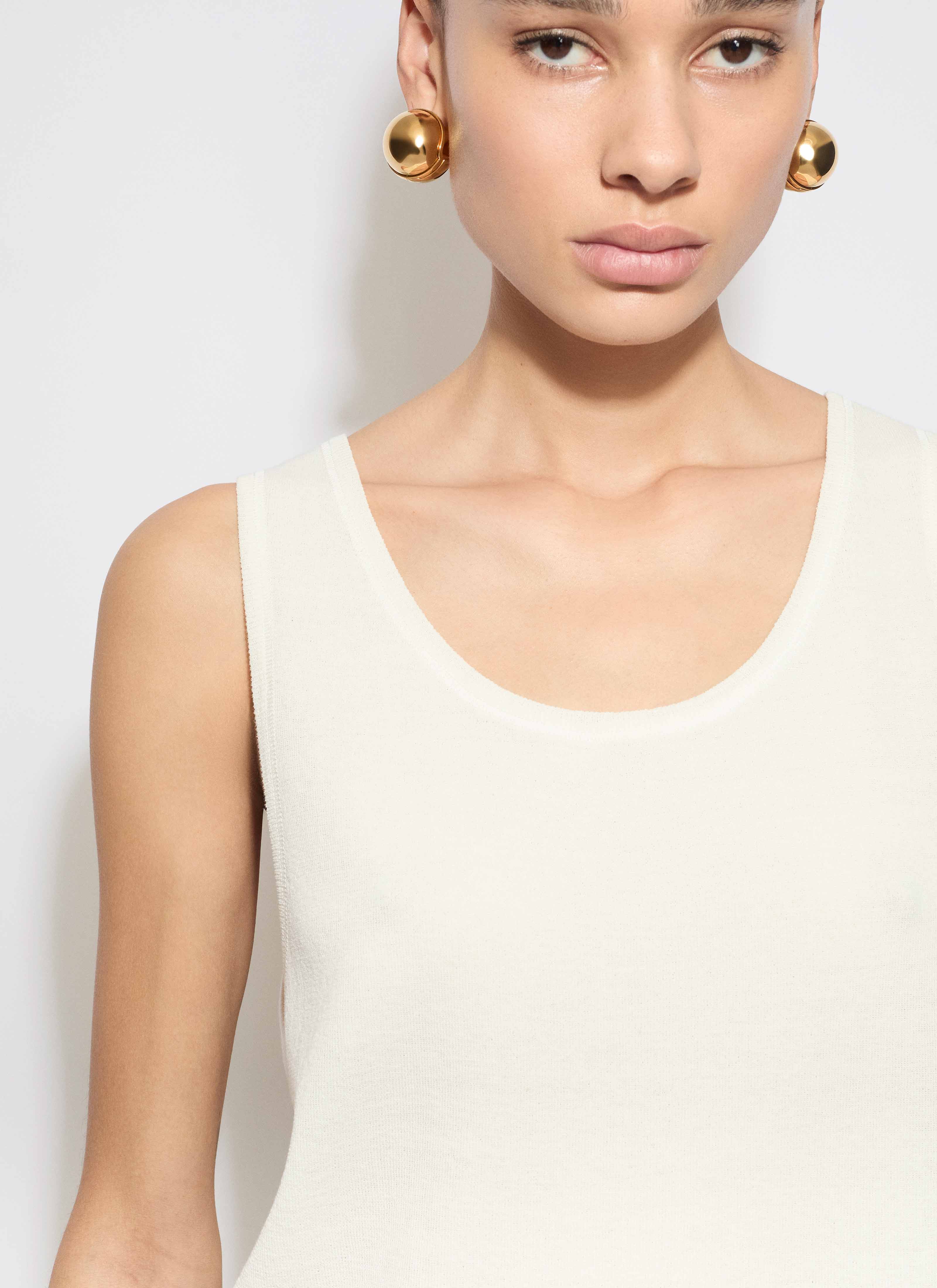 ALAÏA WHITE KNIT COTTON TANK TUNIC