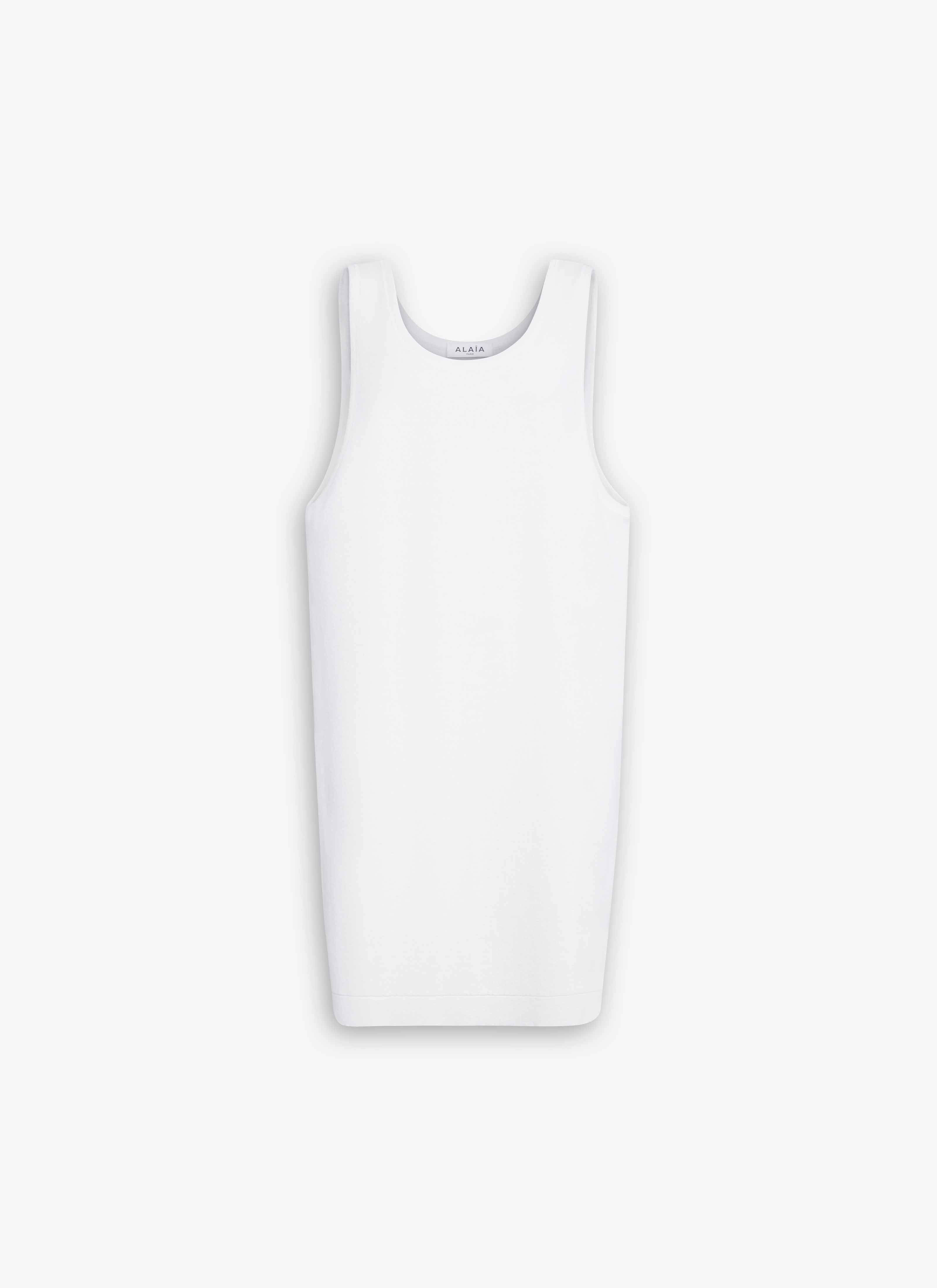 ALAÏA WHITE KNIT COTTON TANK TUNIC