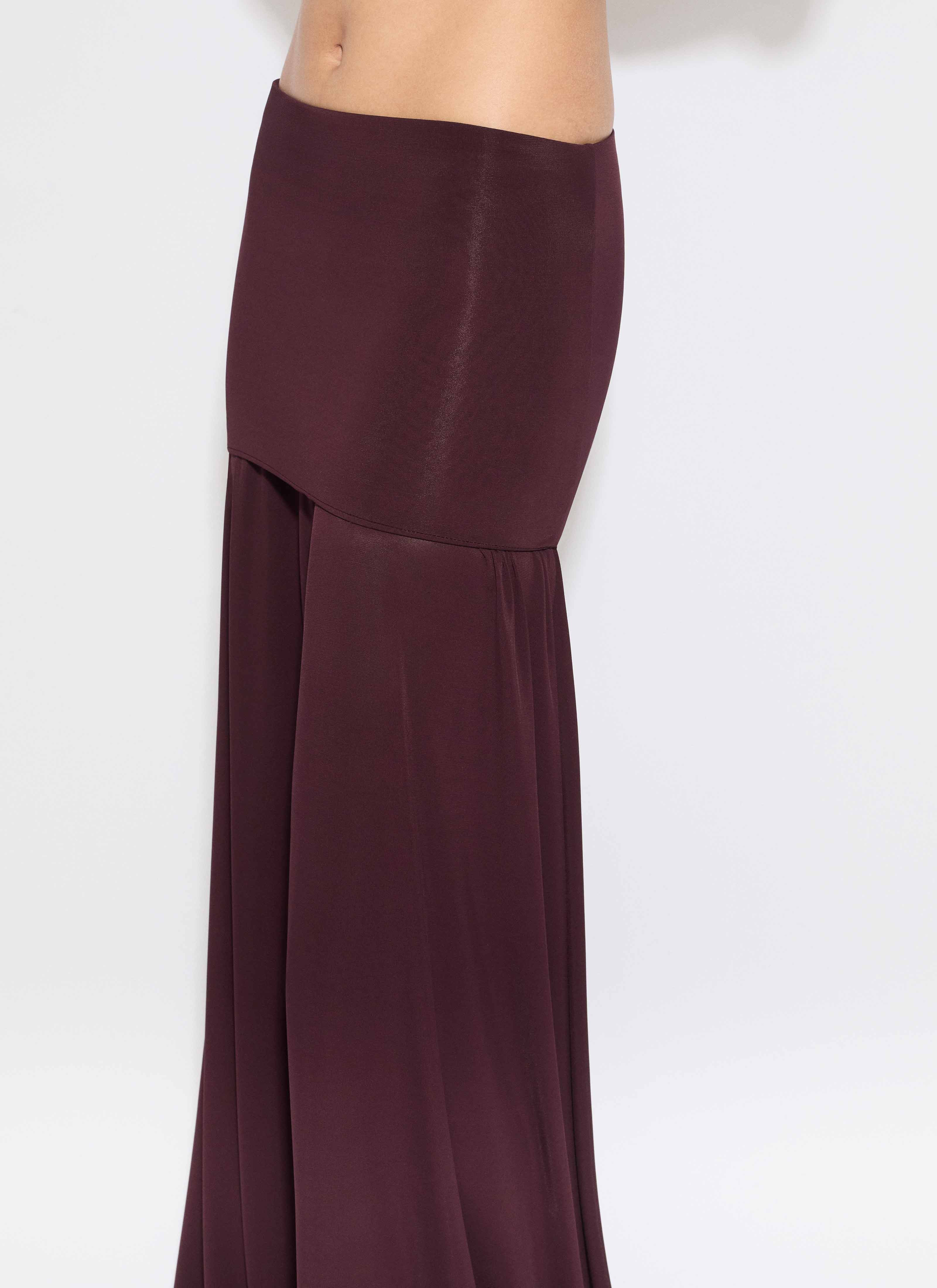 ALAÏA BURGUNDY SOFT JERSEY BUSTIER JUMPSUIT
