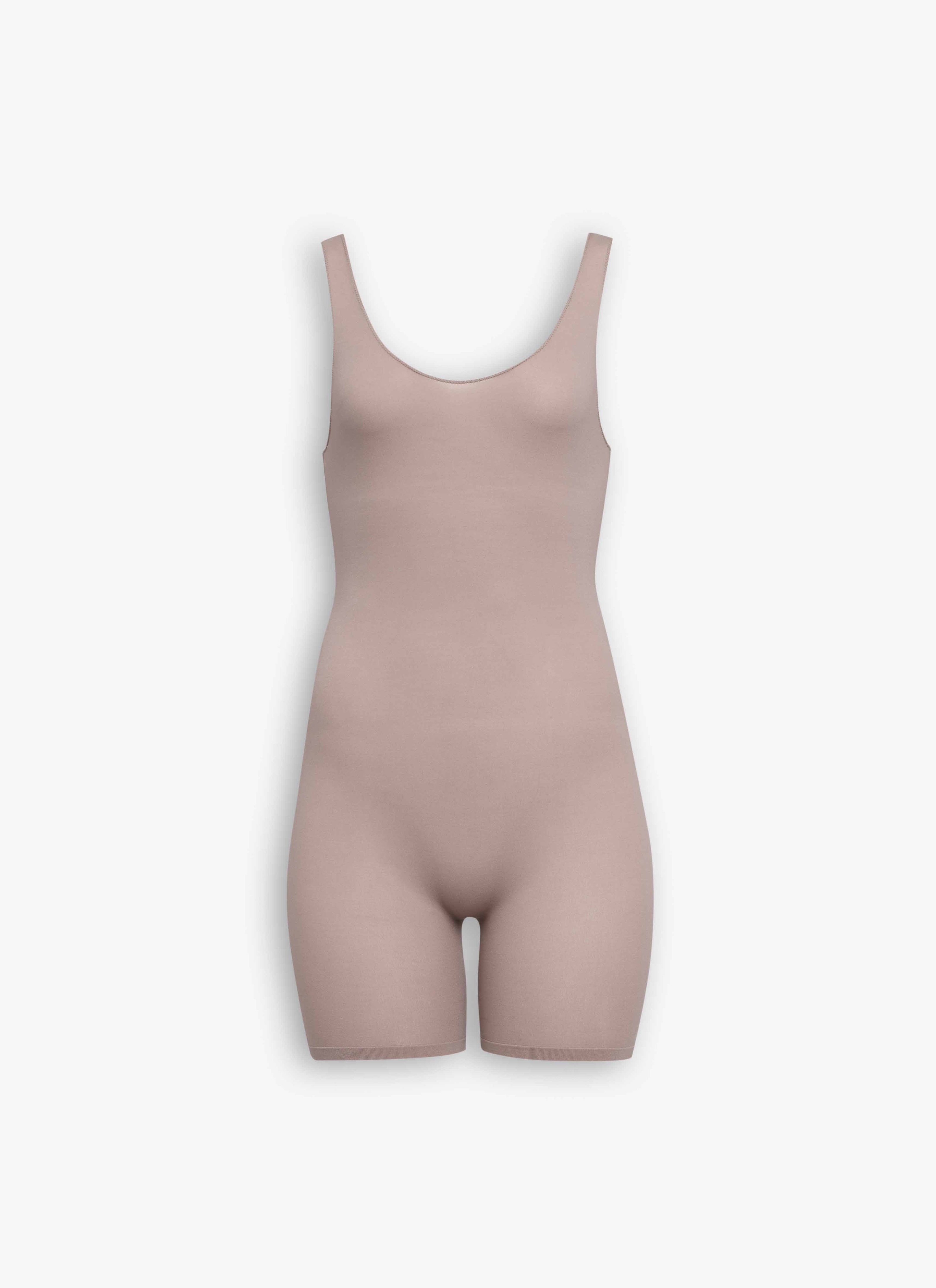 ALAÏA BEIGE SECOND-SKIN KNIT BODYSUIT