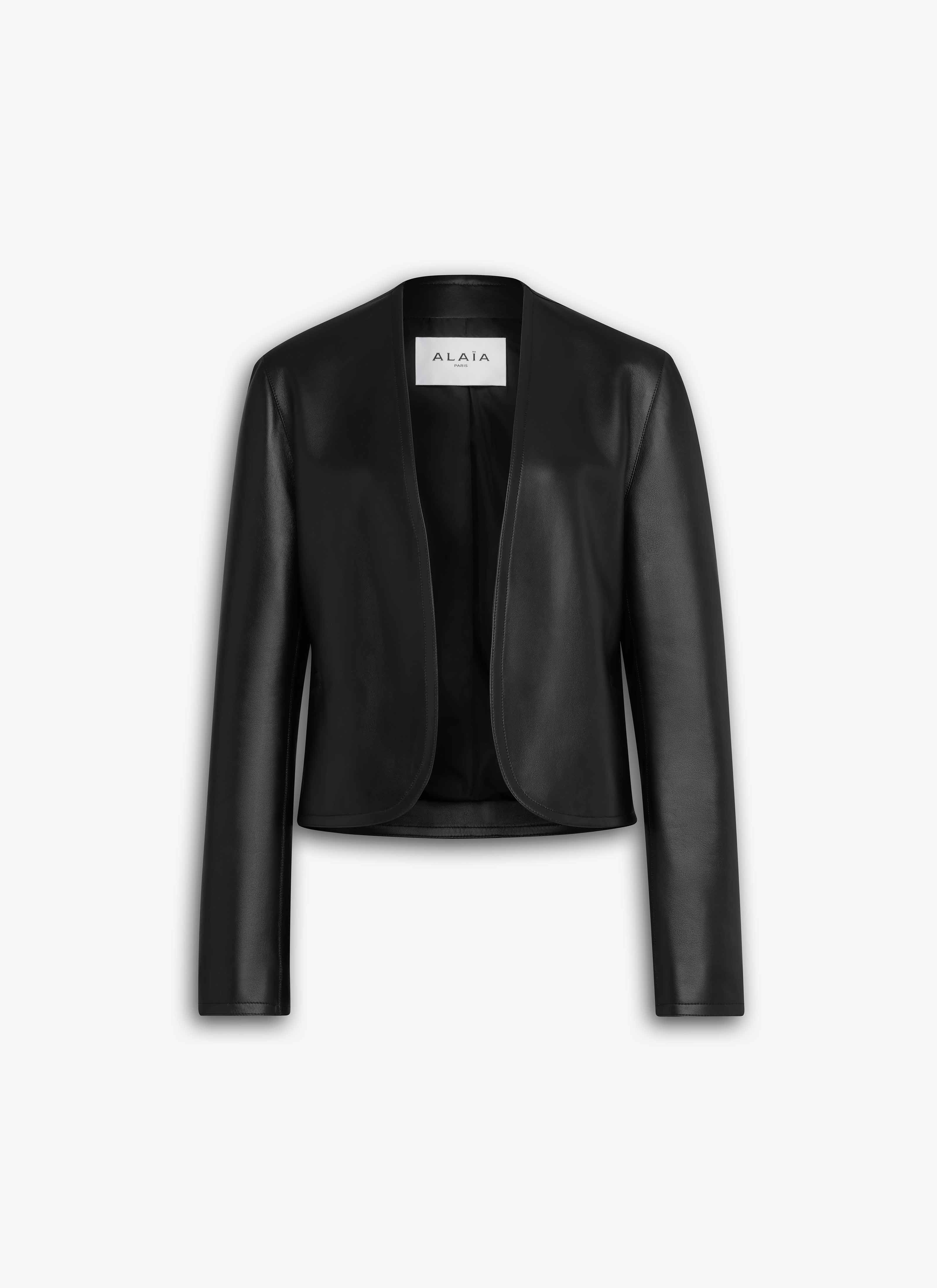 ALAÏA BLAZER ROND EN CUIR NOIR