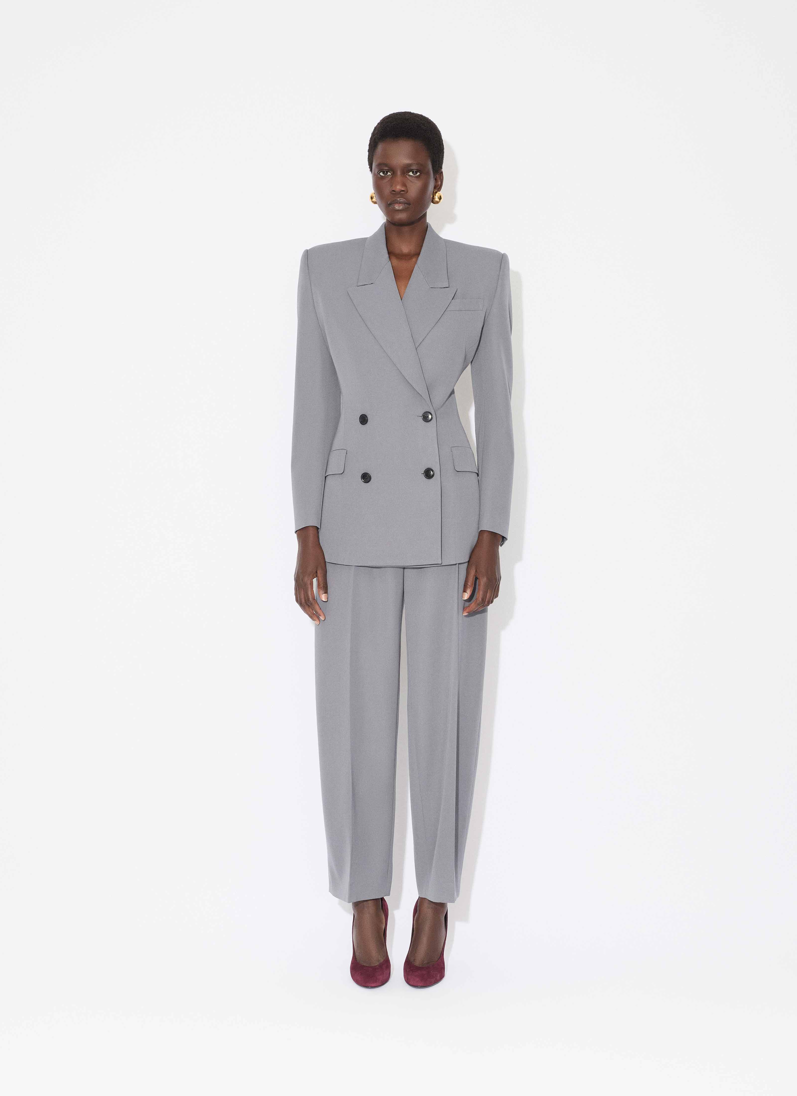 ALAÏA GRAY WOOL GABARDINE TAILORED JACKET