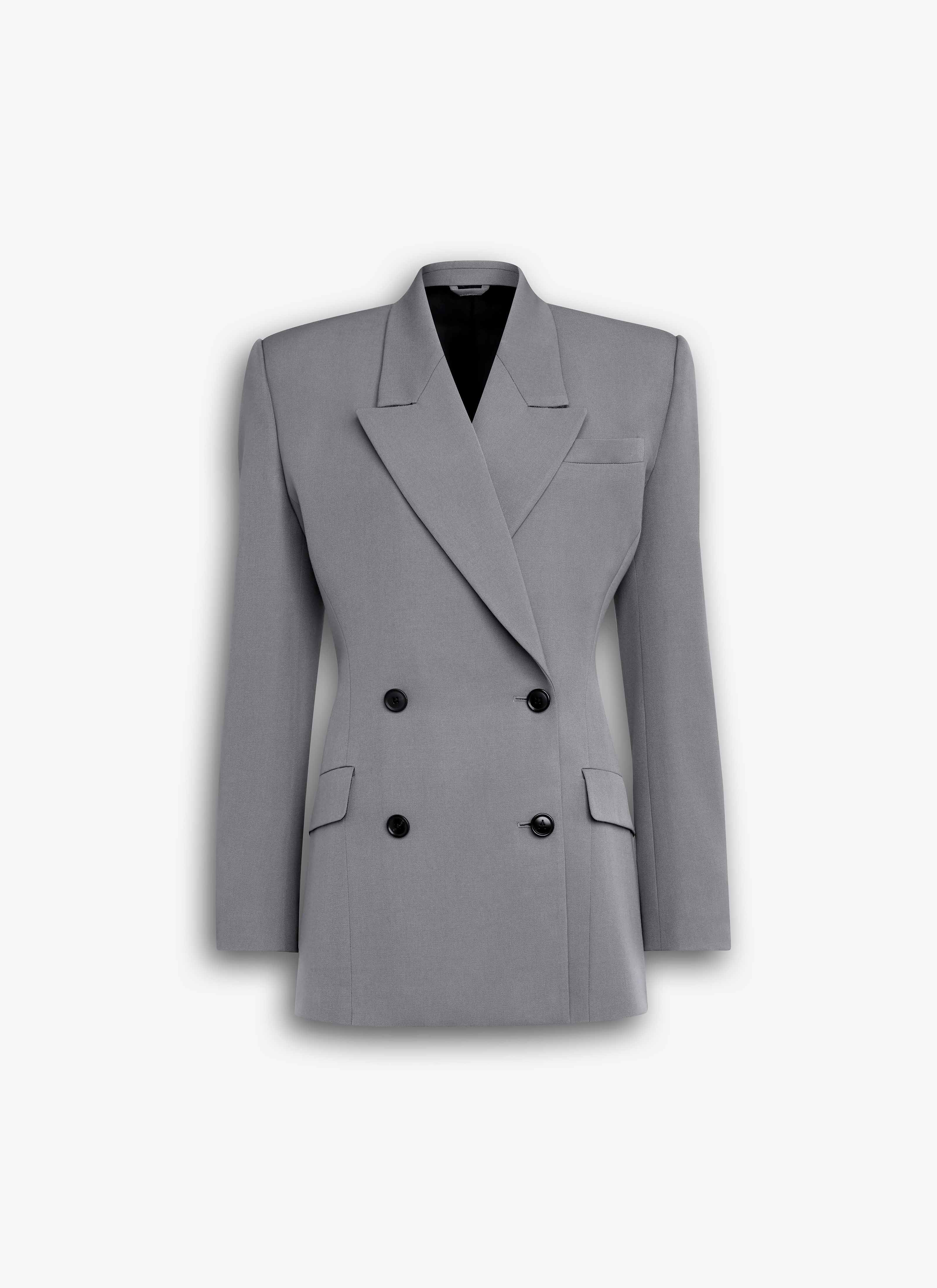 ALAÏA GRAY WOOL GABARDINE TAILORED JACKET