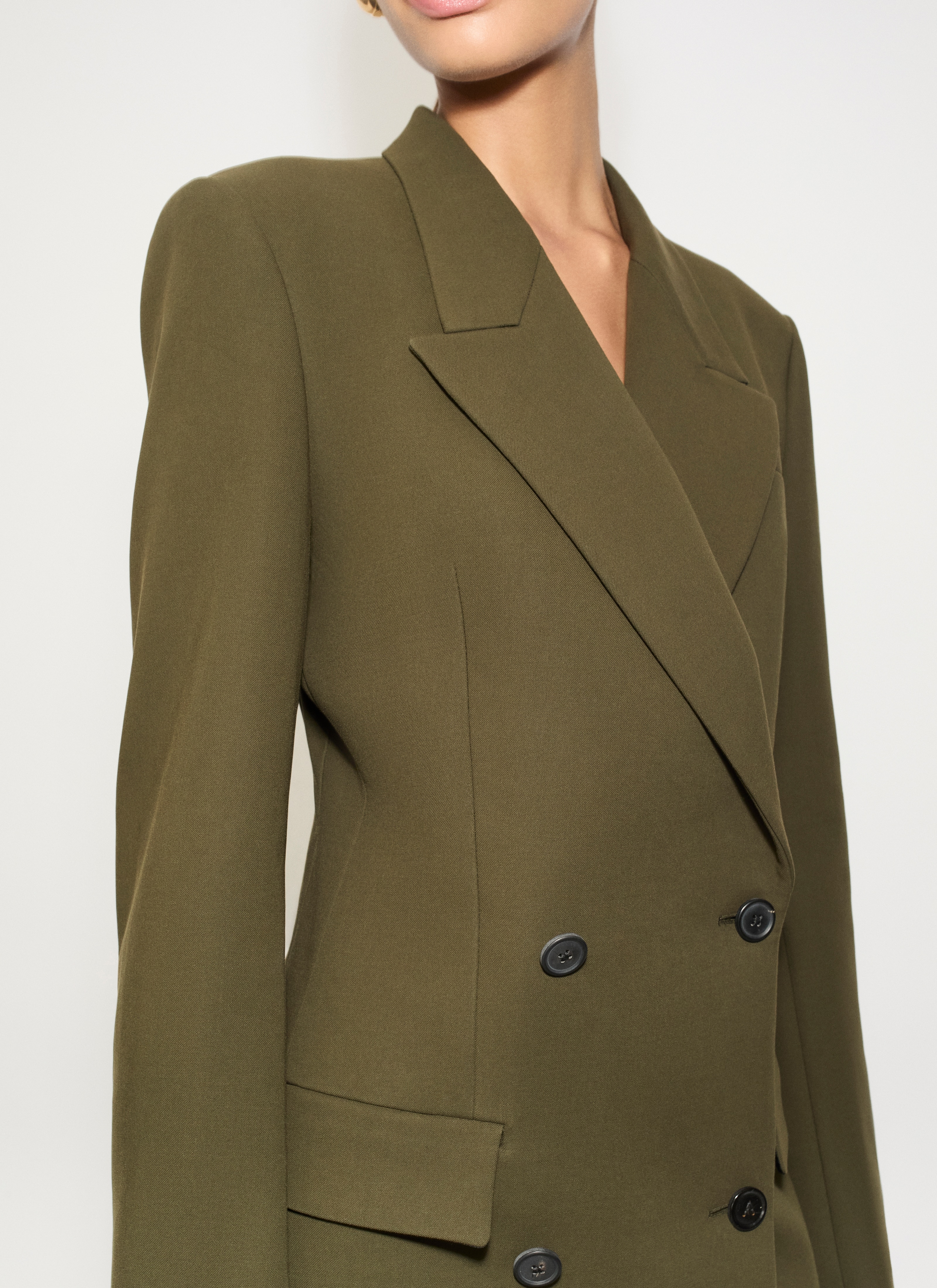 ALAÏA DARK GREEN WOOL GABARDINE TAILORED JACKET