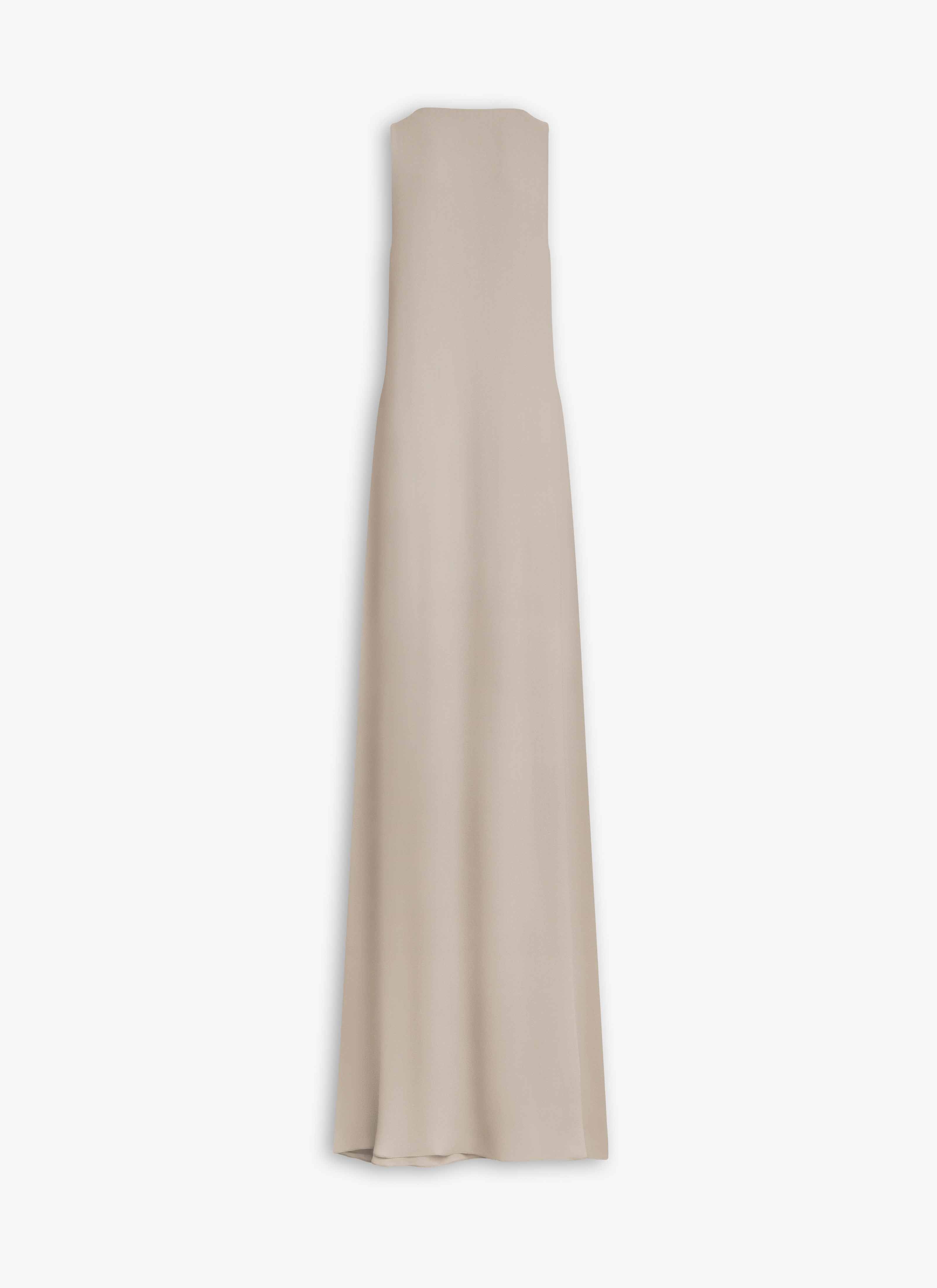 ALAÏA ABITO CON RUCHE IN GEORGETTE GRIGIO TORTORA