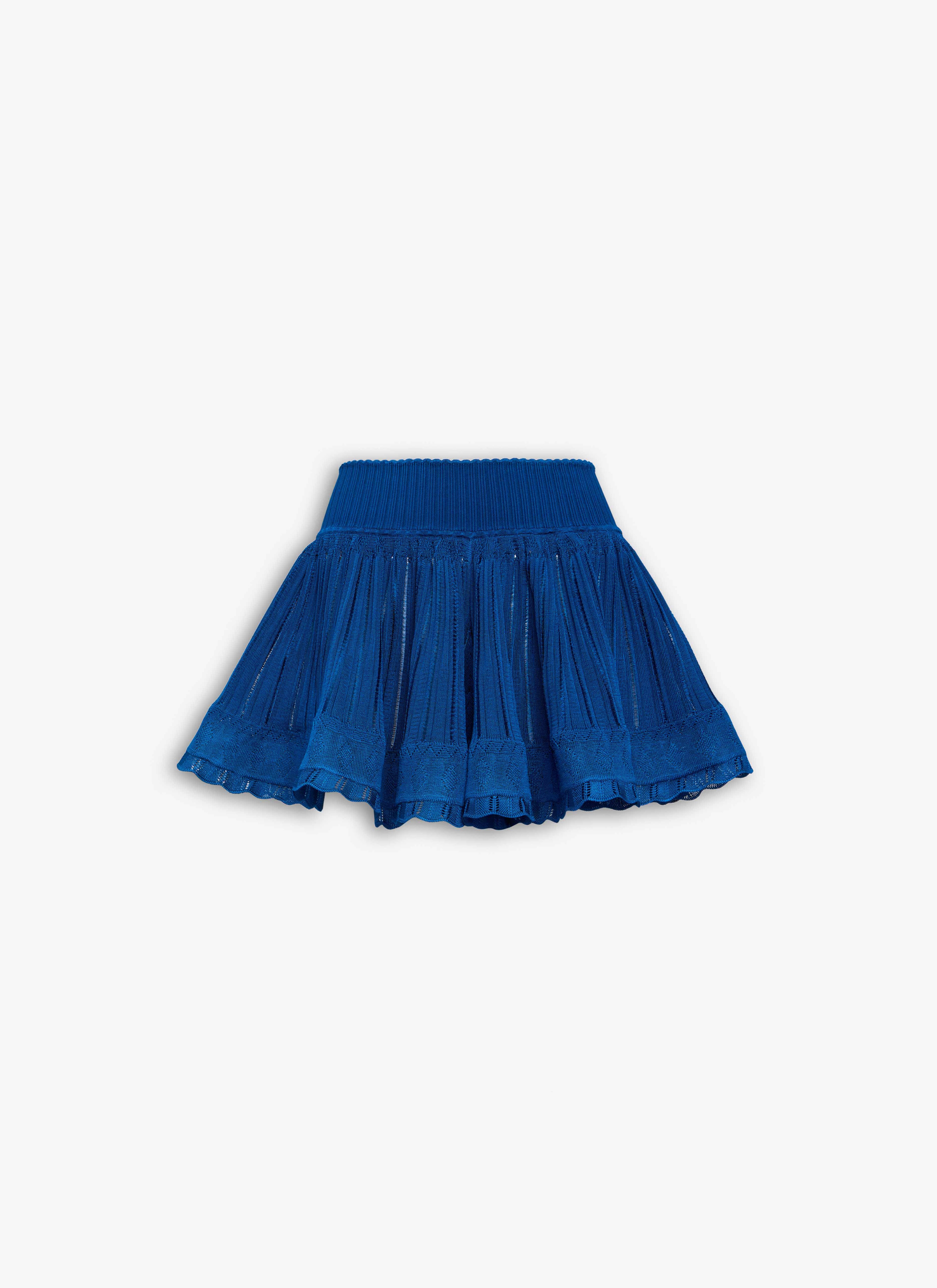 ALAÏA BLUE DUCK CRINOLINE KNIT SHORTS