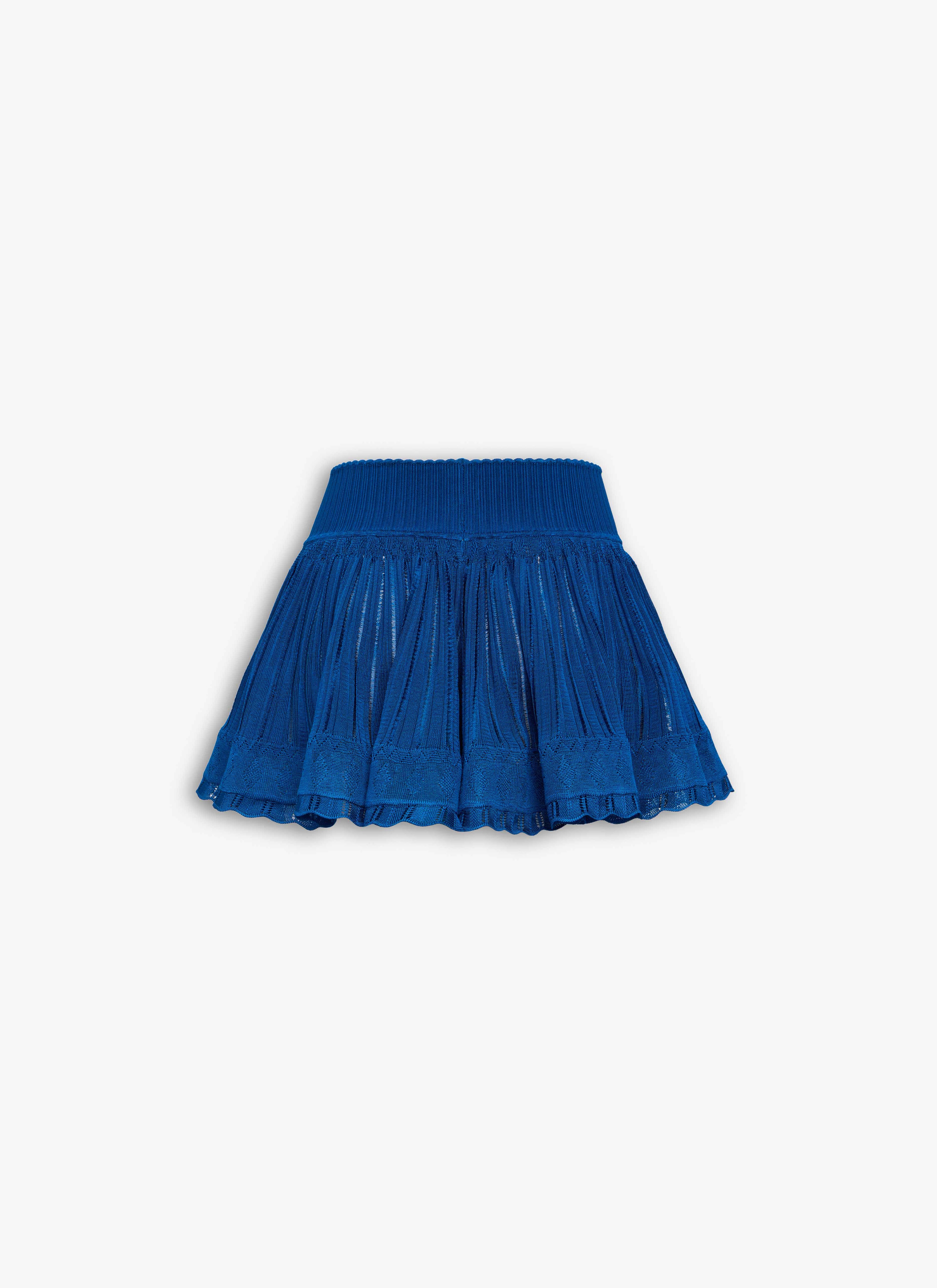 ALAÏA BLUE DUCK CRINOLINE KNIT SHORTS