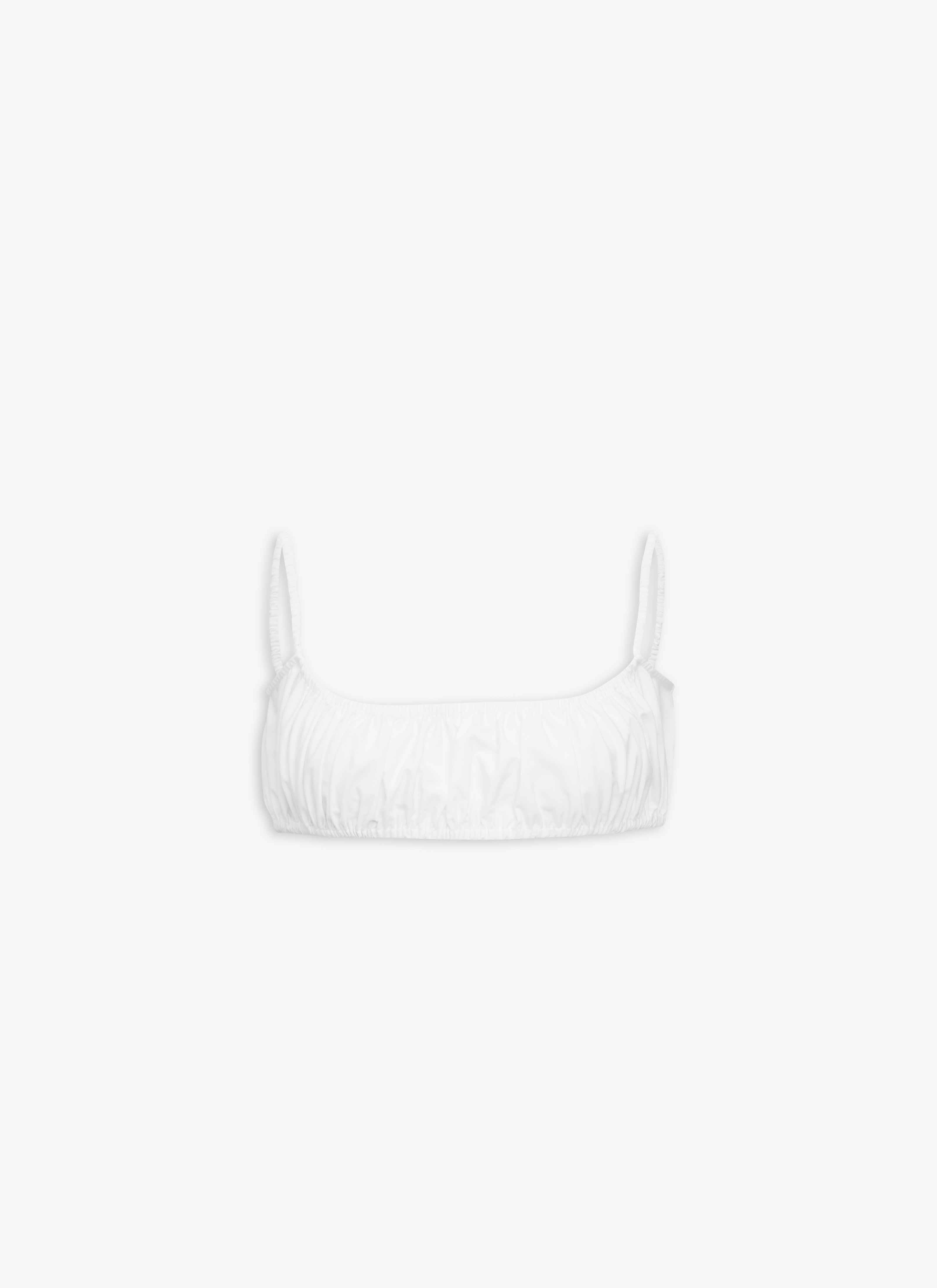 ALAÏA WHITE PLEATED BRASSIERE IN COTTON POPLIN