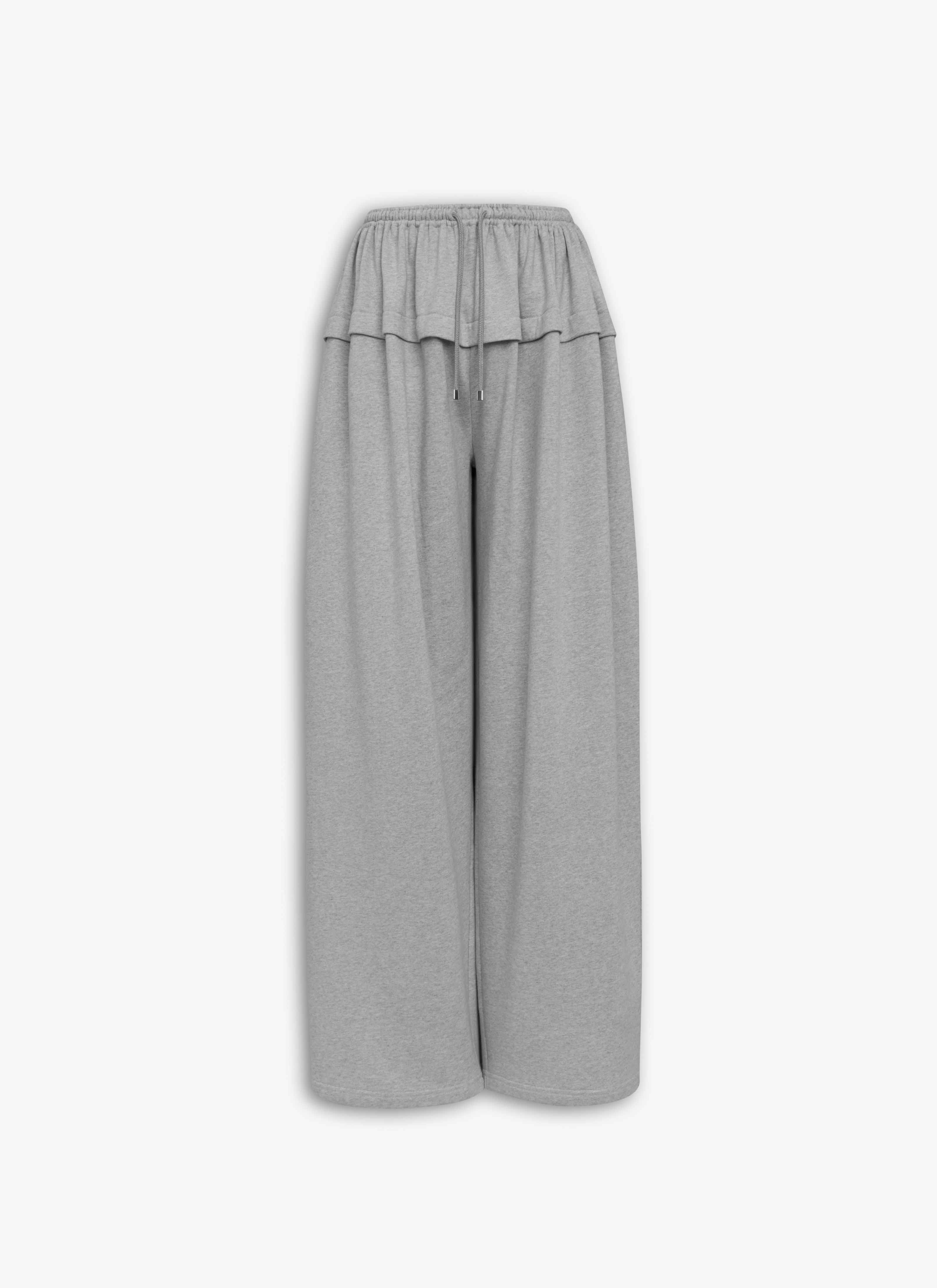 ALAÏA HEATHER GREY PEPLUM PANT IN COTTON JERSEY
