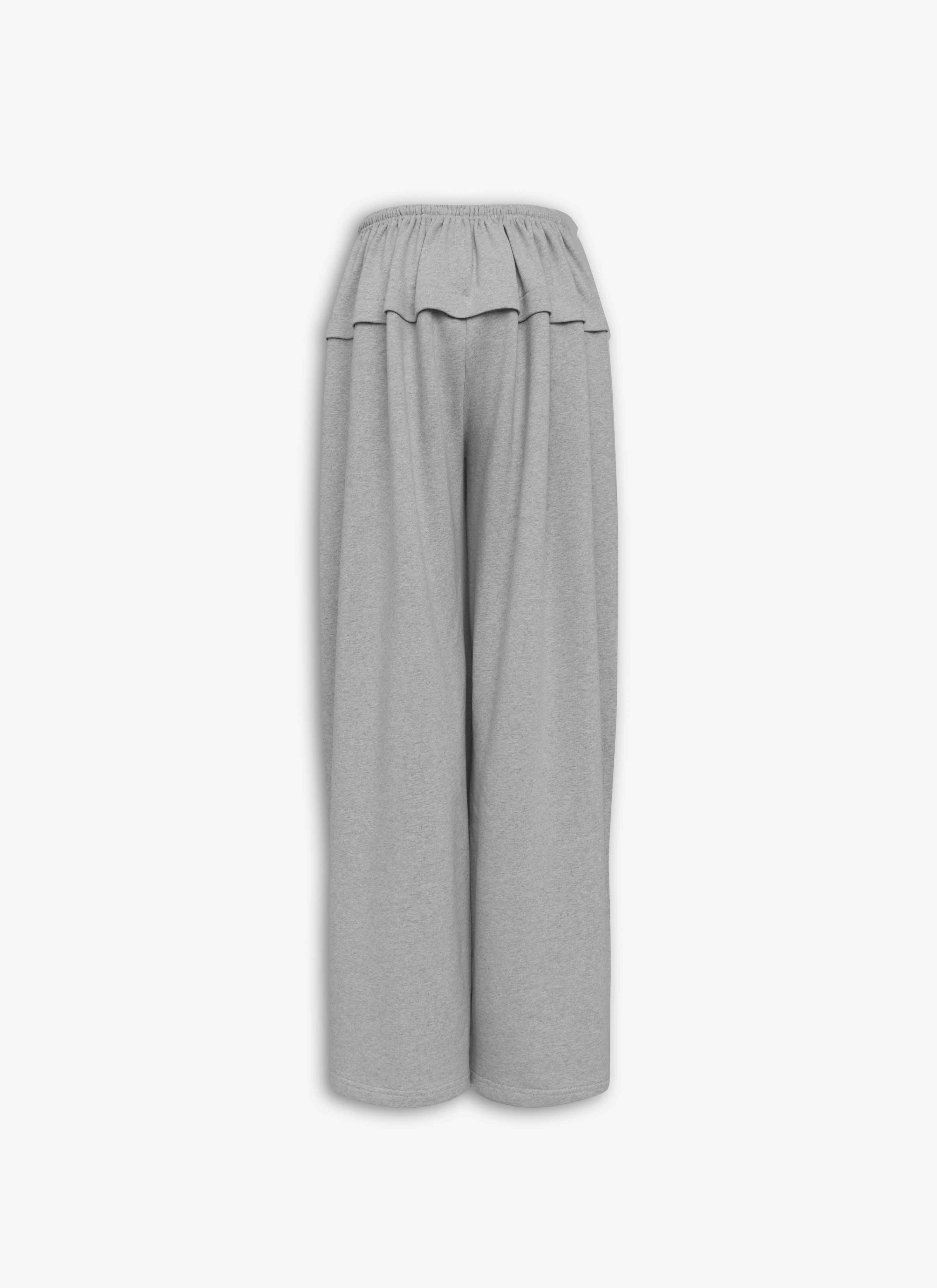 ALAÏA HEATHER GREY PEPLUM PANT IN COTTON JERSEY