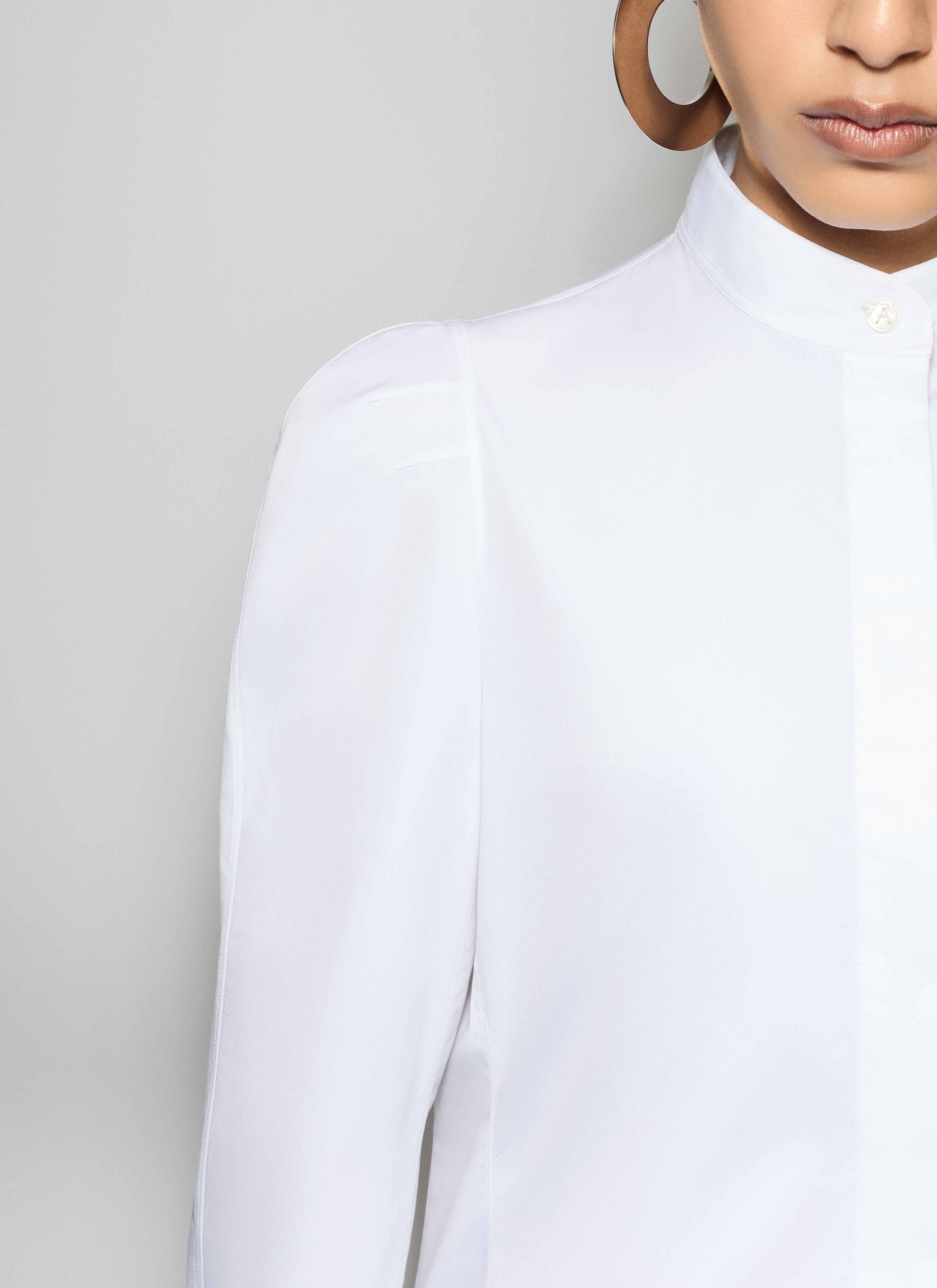 ALAÏA WHITE COTTON POPLIN PUFF SHIRT