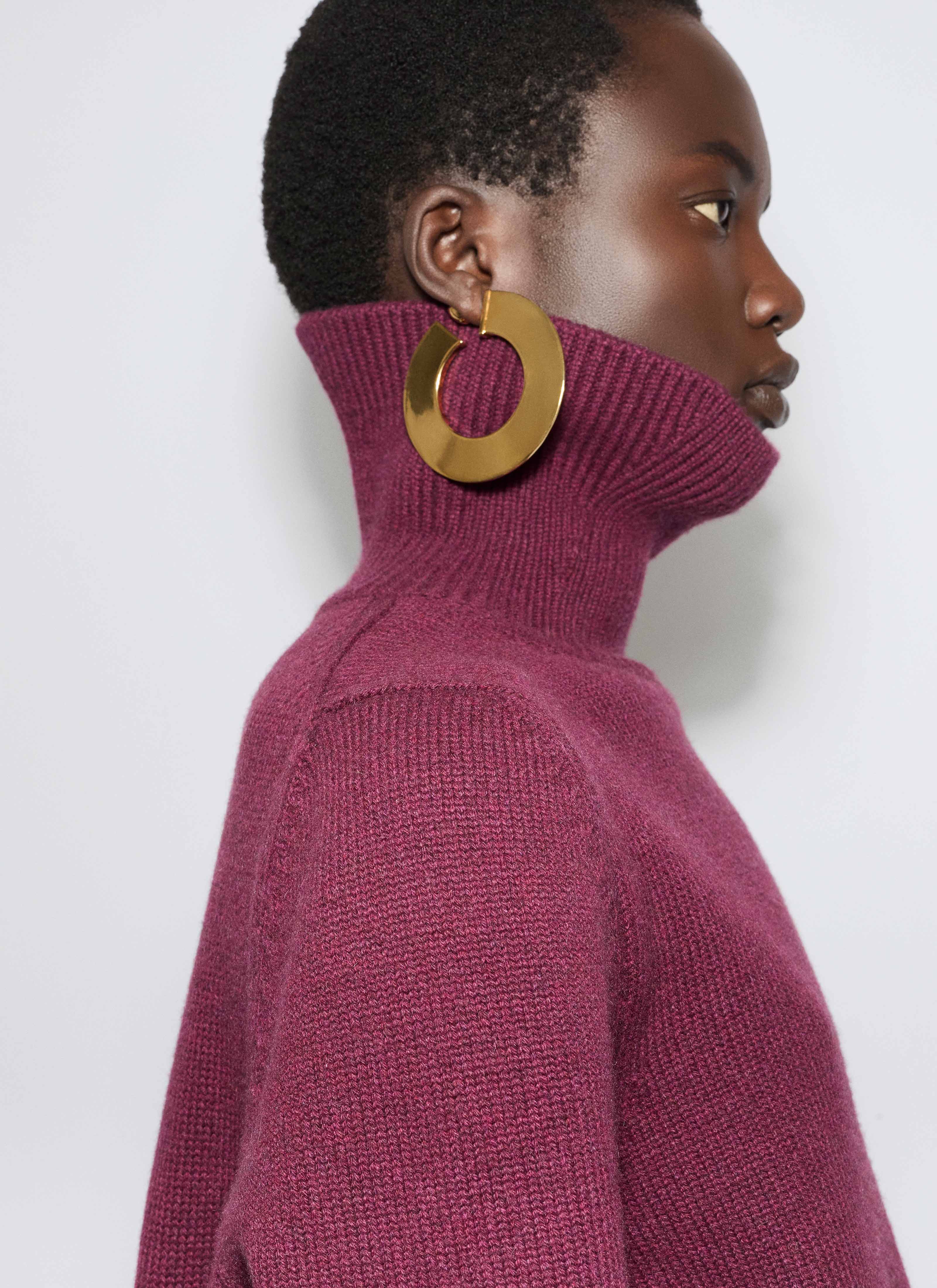 ALAÏA BURGUNDY CASHMERE KNIT CROPPED JUMPER