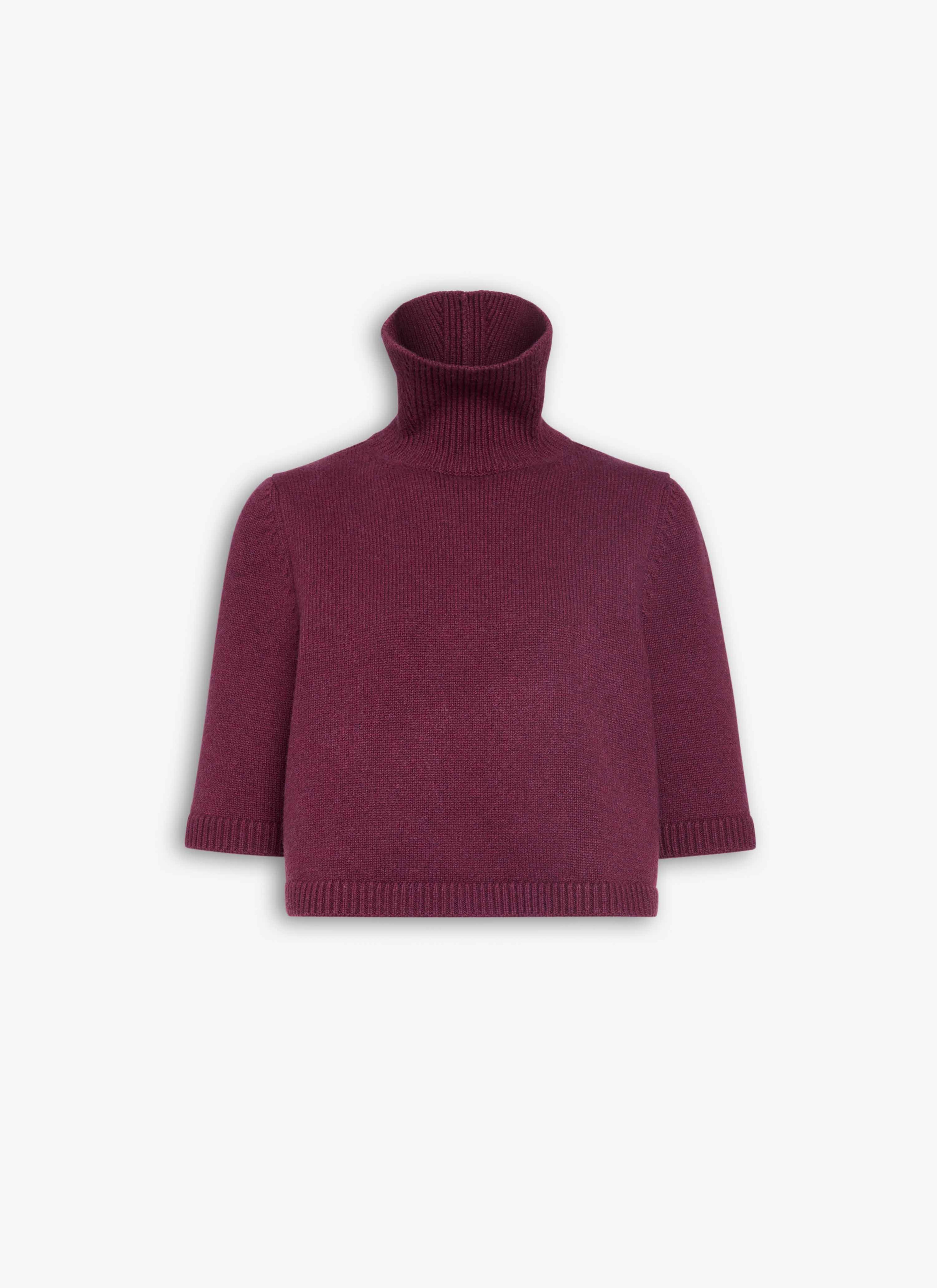 ALAÏA BURGUNDY CASHMERE KNIT CROPPED JUMPER
