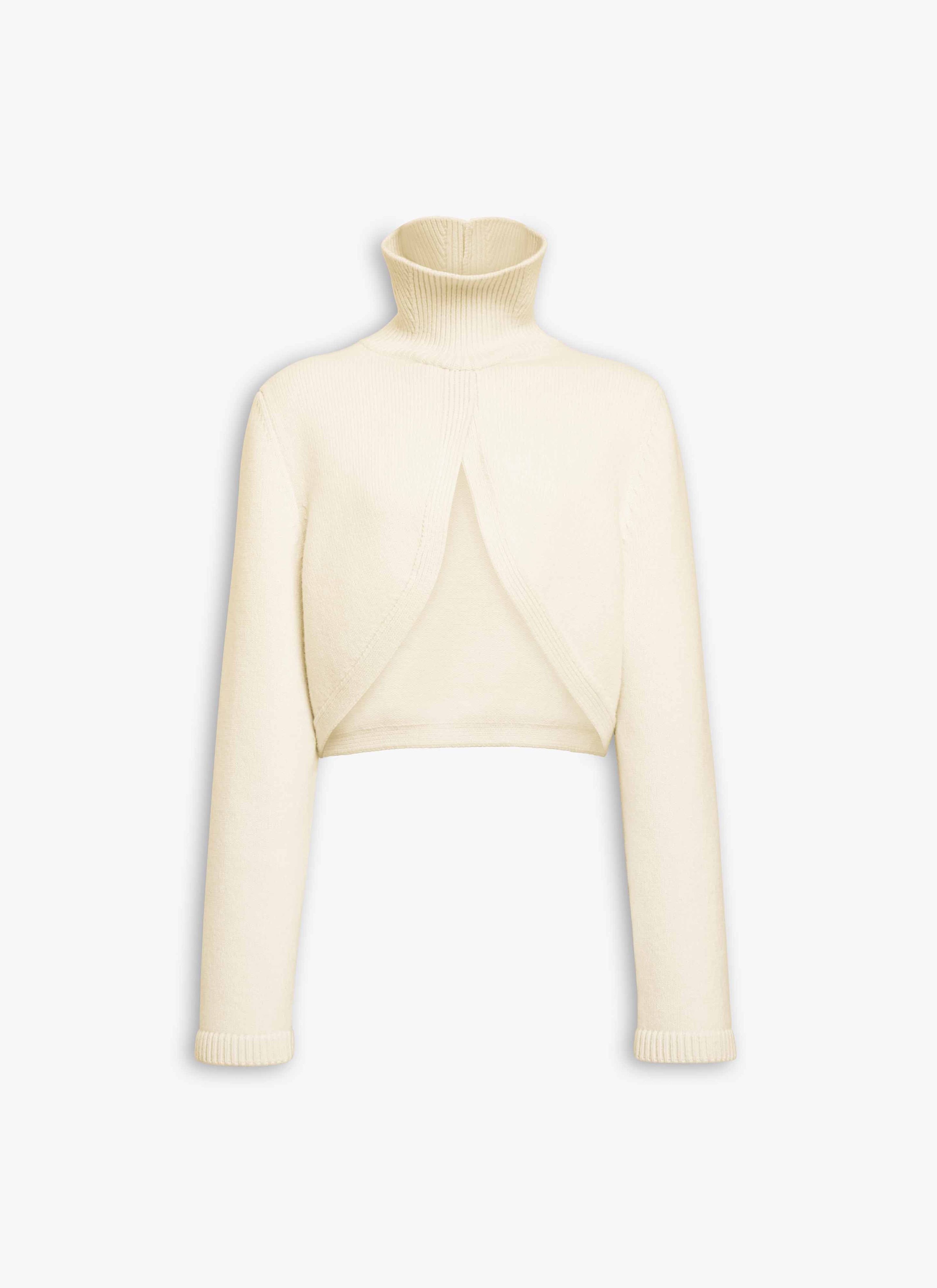 ALAÏA WHITE CASHMERE KNIT CUT-OUT JUMPER