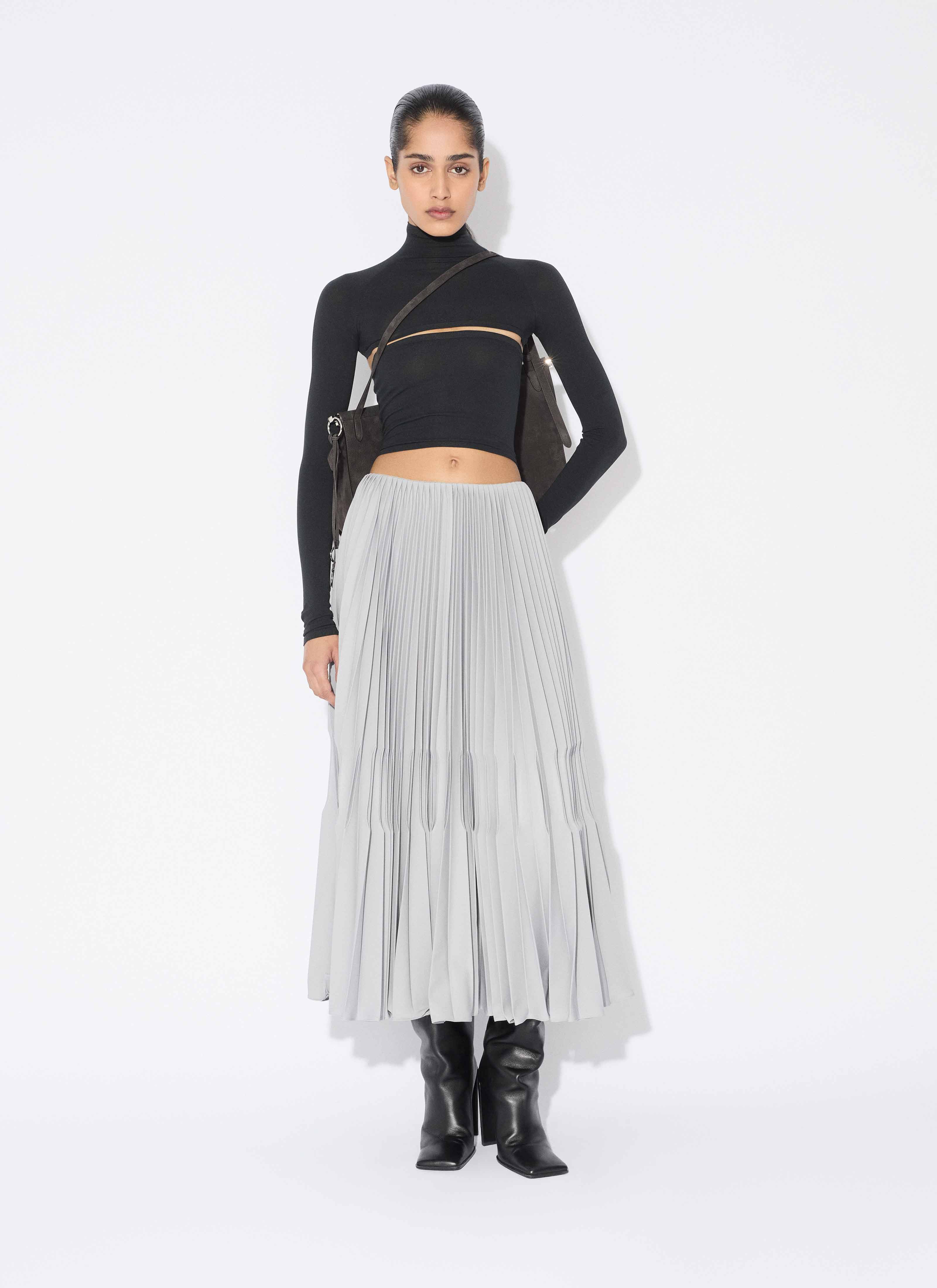 ALAÏA BLACK SECOND-SKIN KNIT CUT-OUT TOP