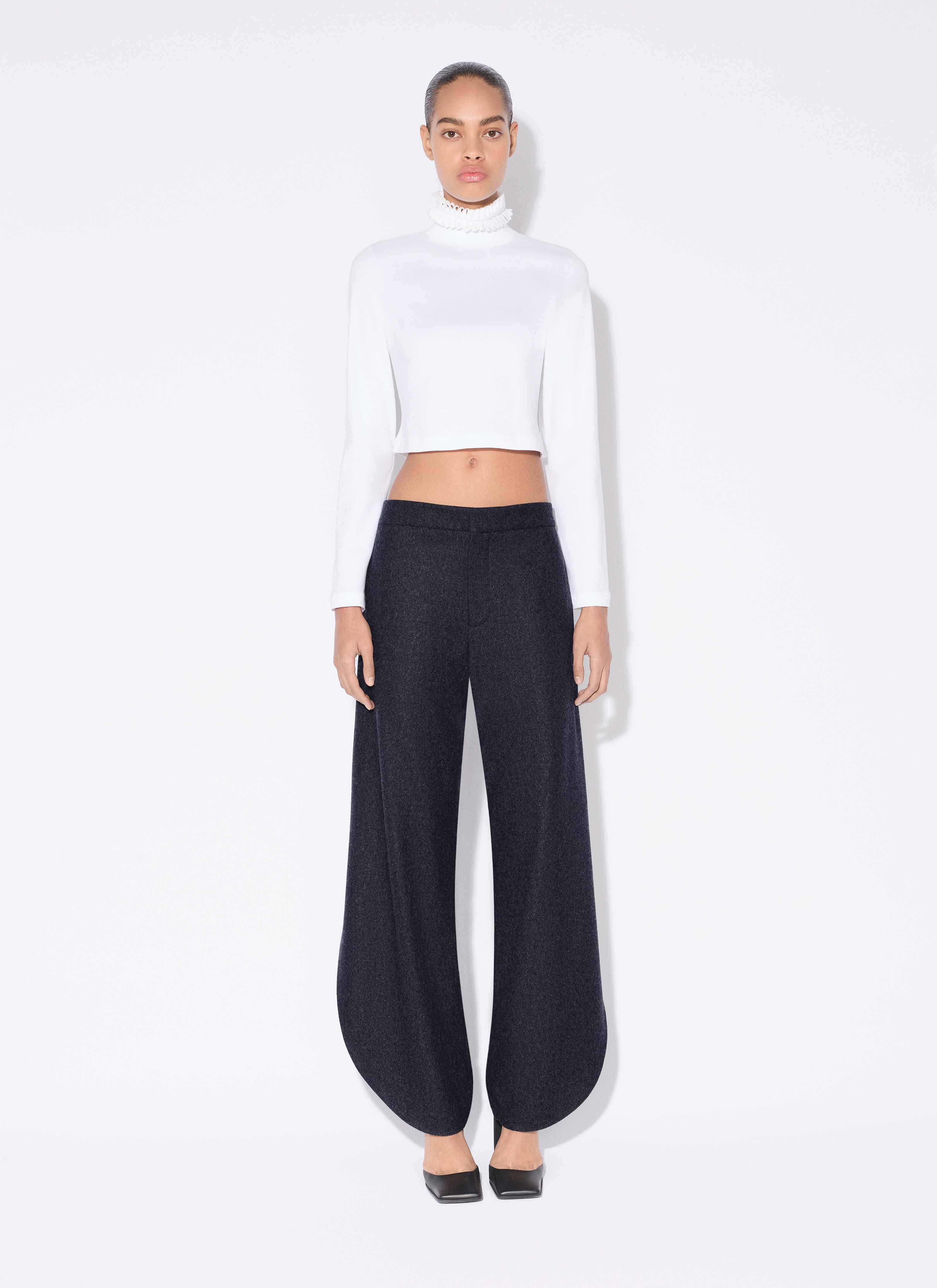ALAÏA WHITE COTTON JERSEY CROPPED T-SHIRT