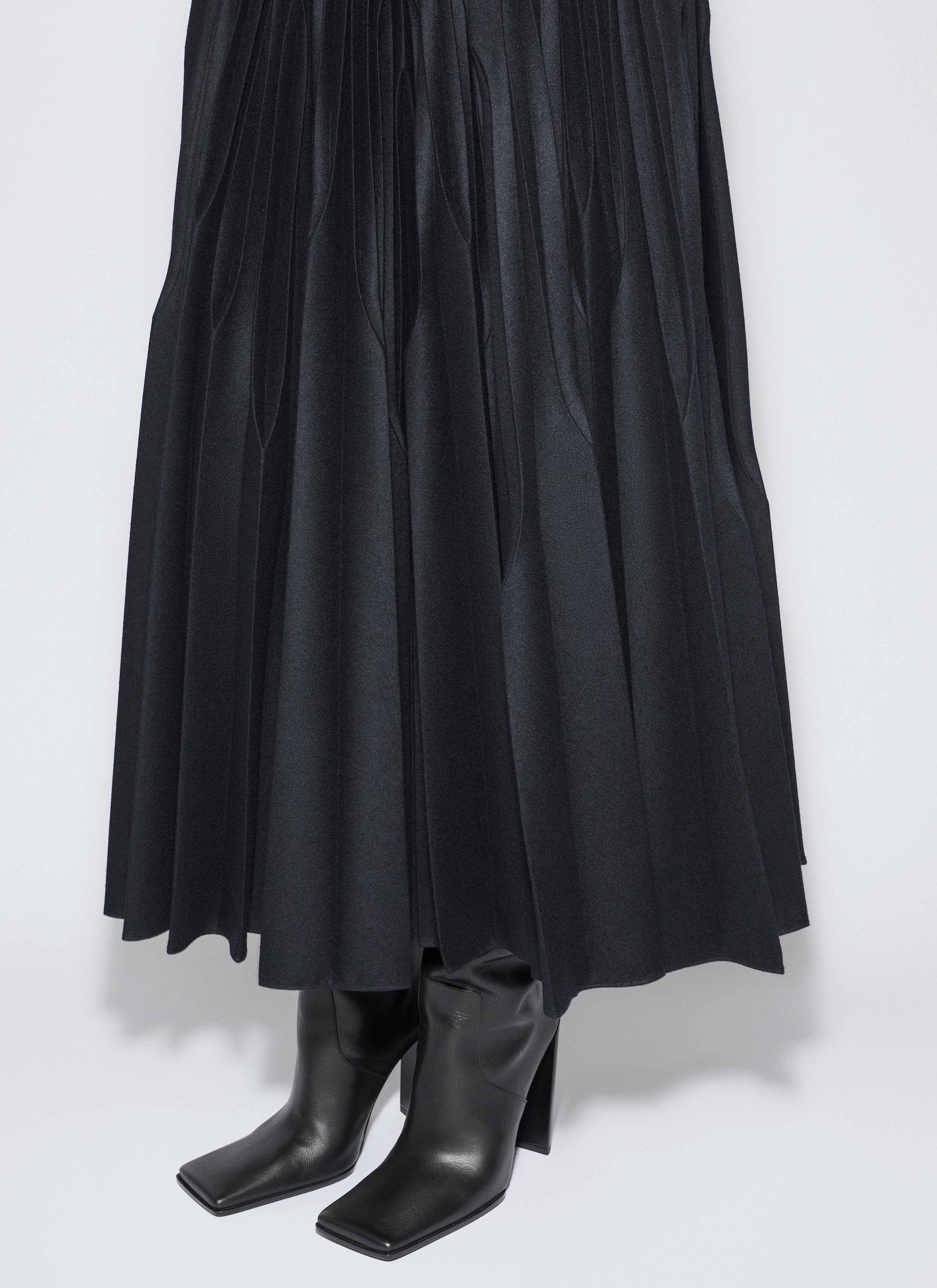 ALAÏA ANTHRACITE FLANNEL PLEATED SKIRT