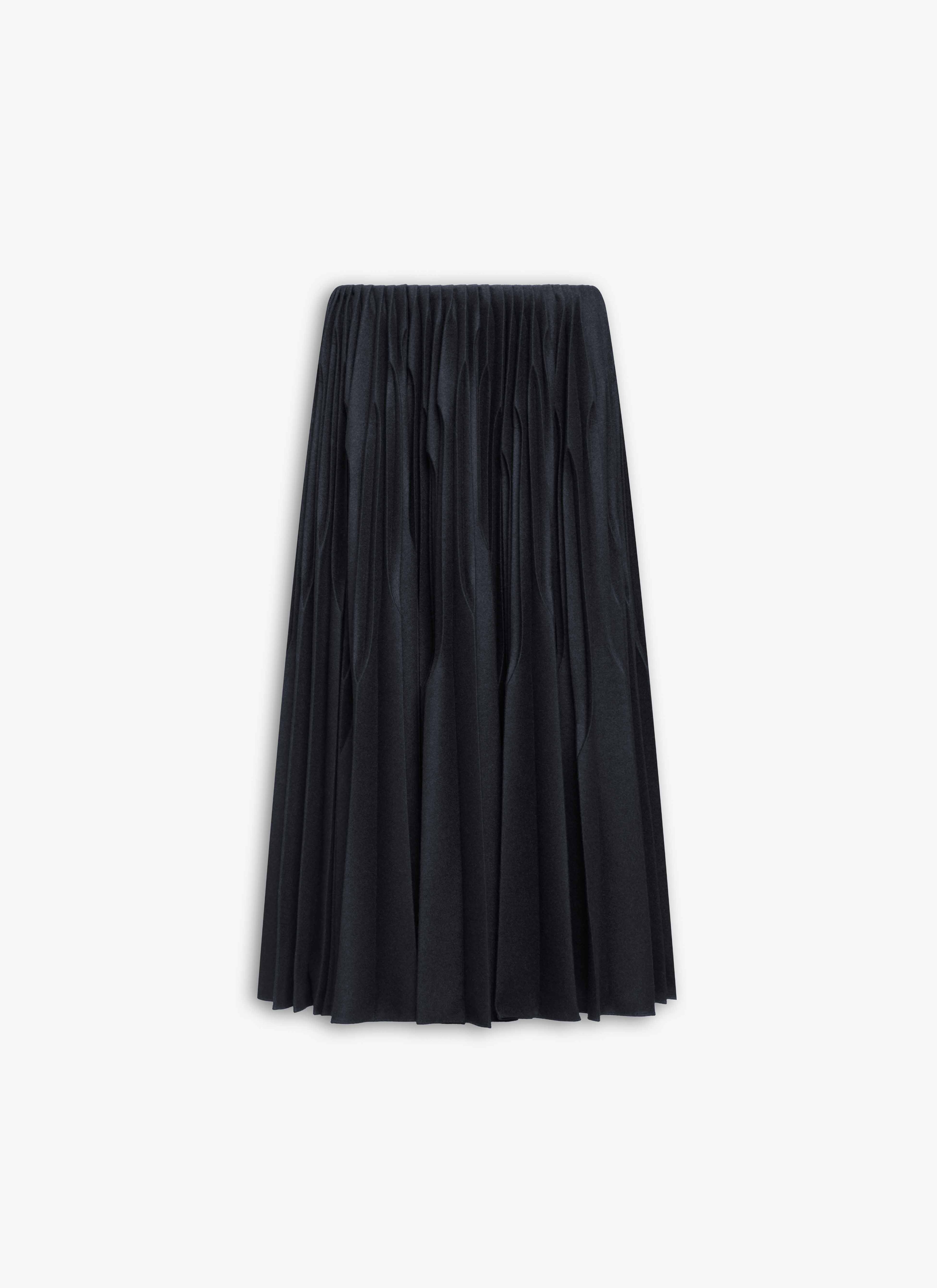 ALAÏA ANTHRACITE FLANNEL PLEATED SKIRT