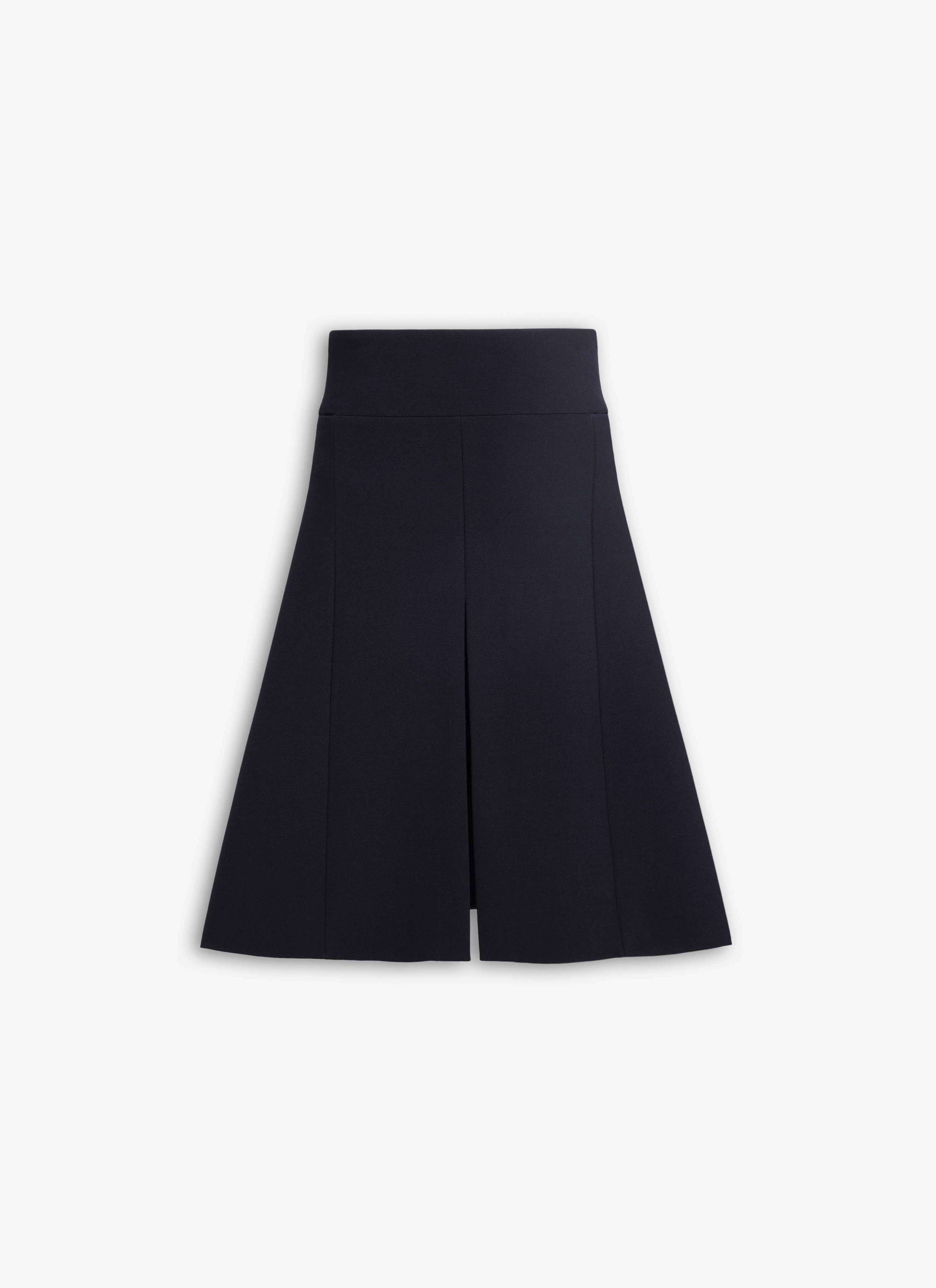 ALAÏA BLACK STRETCH WOOL SLIT SKIRT