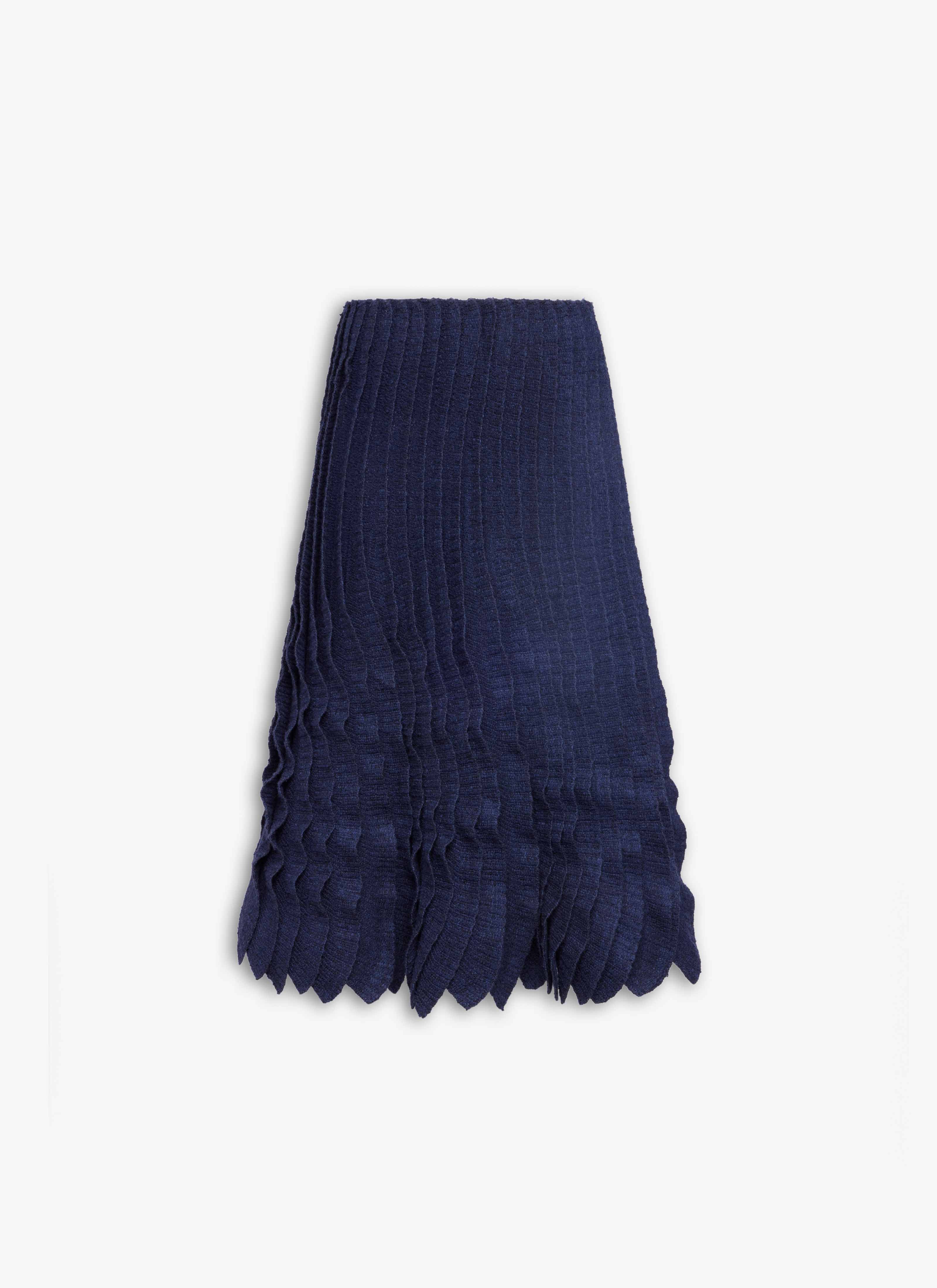 ALAÏA MARINE TWEED KNIT FRILLS SKIRT